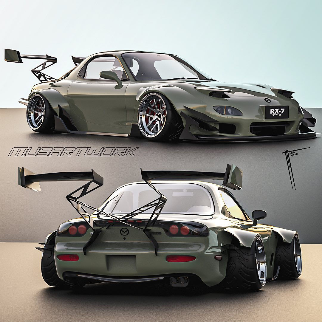 Wallpaper #mMlqkJcB-VVLIetlE2wE31 Fast Furious Widebody Mazda Rx 7 Meets Nfs Art in Digital Split Wing