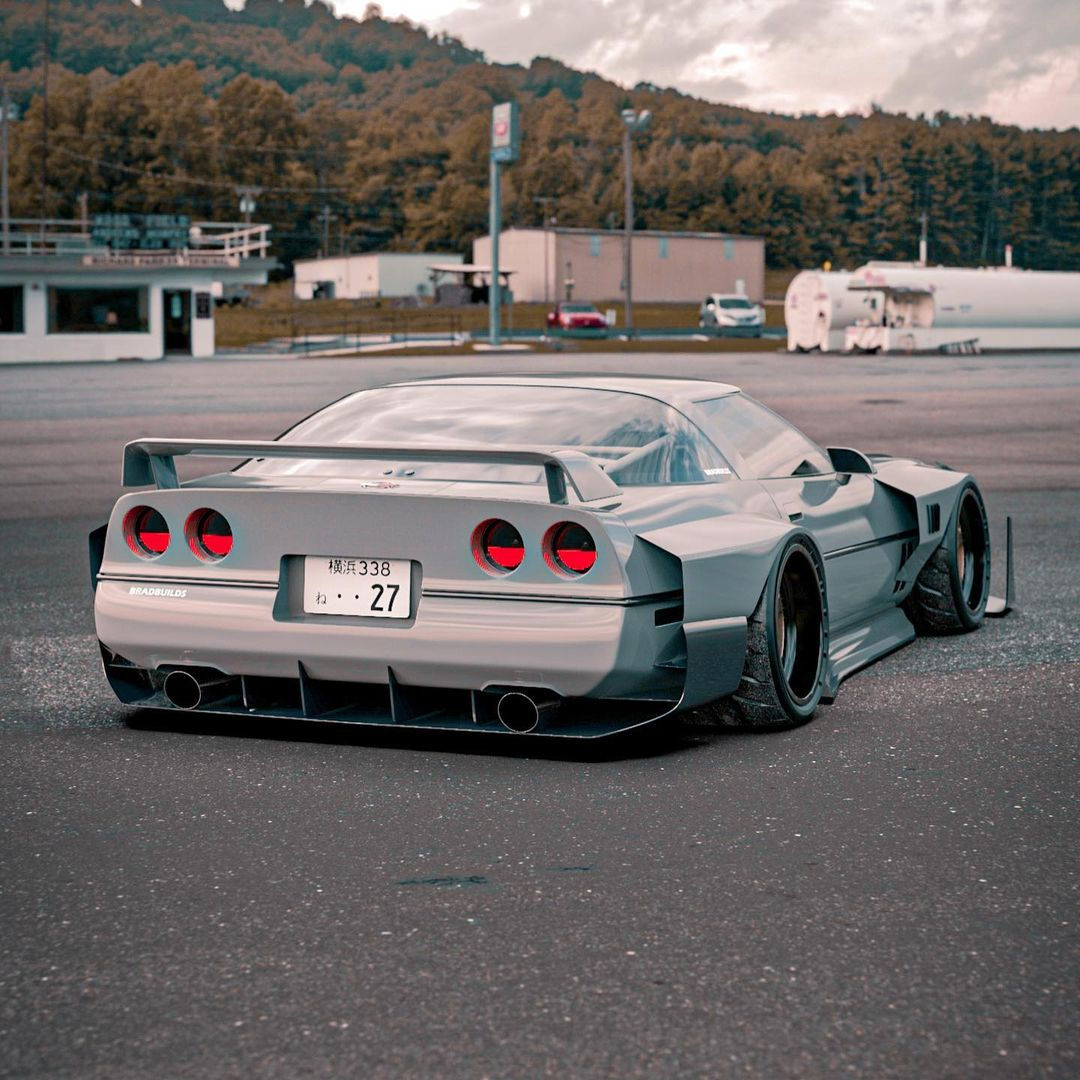 Wallpaper #tBndJI8BtGB6xQ78RIU-55 Widebody C4 Corvette Retro Racer Pretends to Be Japanese with Carbon
