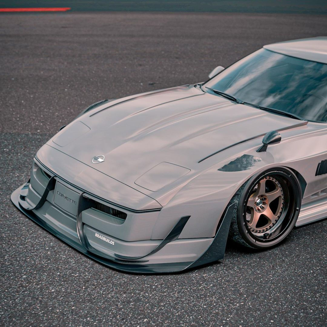 Wallpaper #tBndJI8BtGB6xQ78RIU-46 Widebody C4 Corvette Retro Racer Pretends to Be Japanese with Carbon