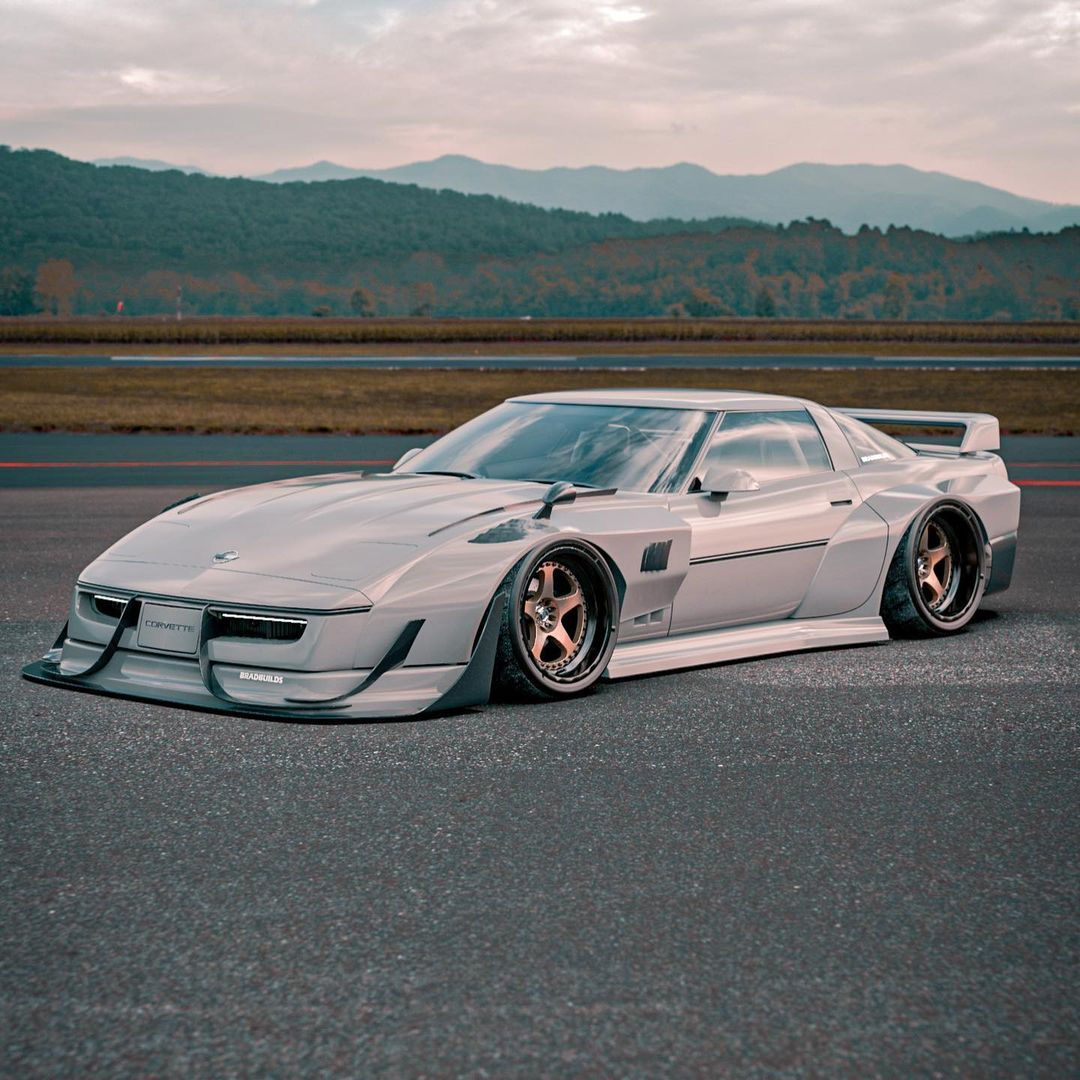 Wallpaper #7WjwFZMBSpphPi3-lwkY61 Widebody C4 Corvette Retro Racer Pretends to Be Japanese with Carbon