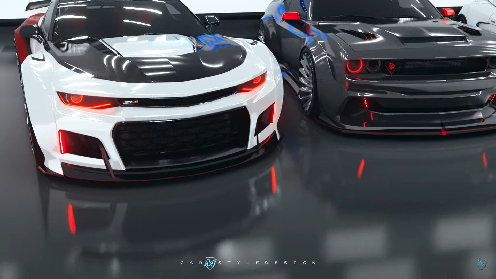 Wallpaper #9e8PTJMBMN-XEVvV-jzI2 Camaro Zl1 and Challenger Srt Become the Cgi Kings of the Slammed