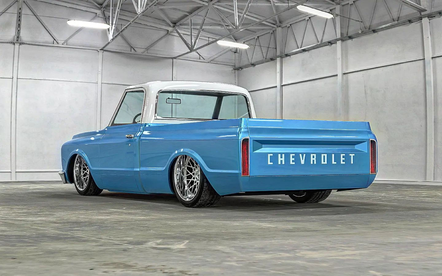 Wallpaper #8WiLFpMBSpphPi3-oQvZ154 Two Tone 1967 Chevy C10 Sits Classically Low on American Racing Wheels
