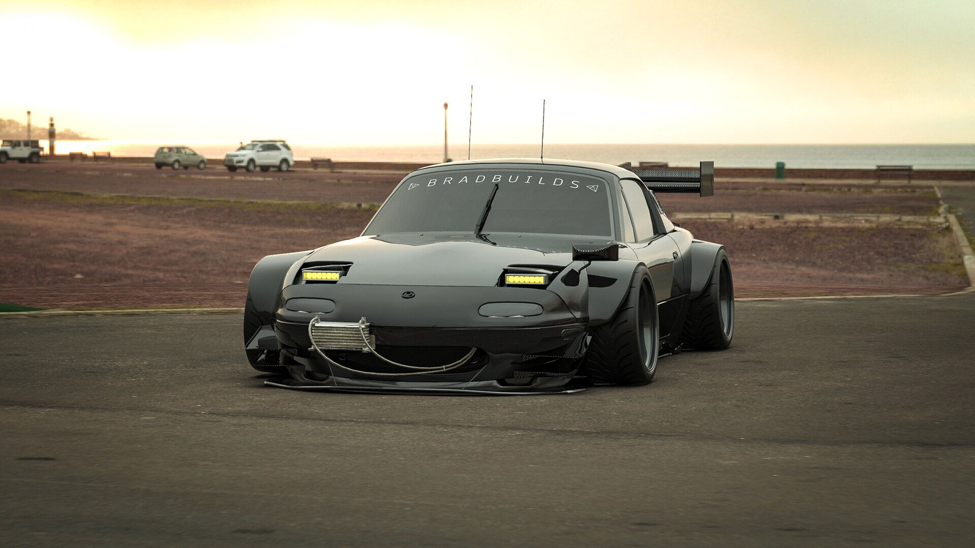 Wallpaper #ymc36ZIBSpphPi3-jUC8250 Widebody Miata Cyberpunk Darth Vader Looks Like a Japanese Race Car