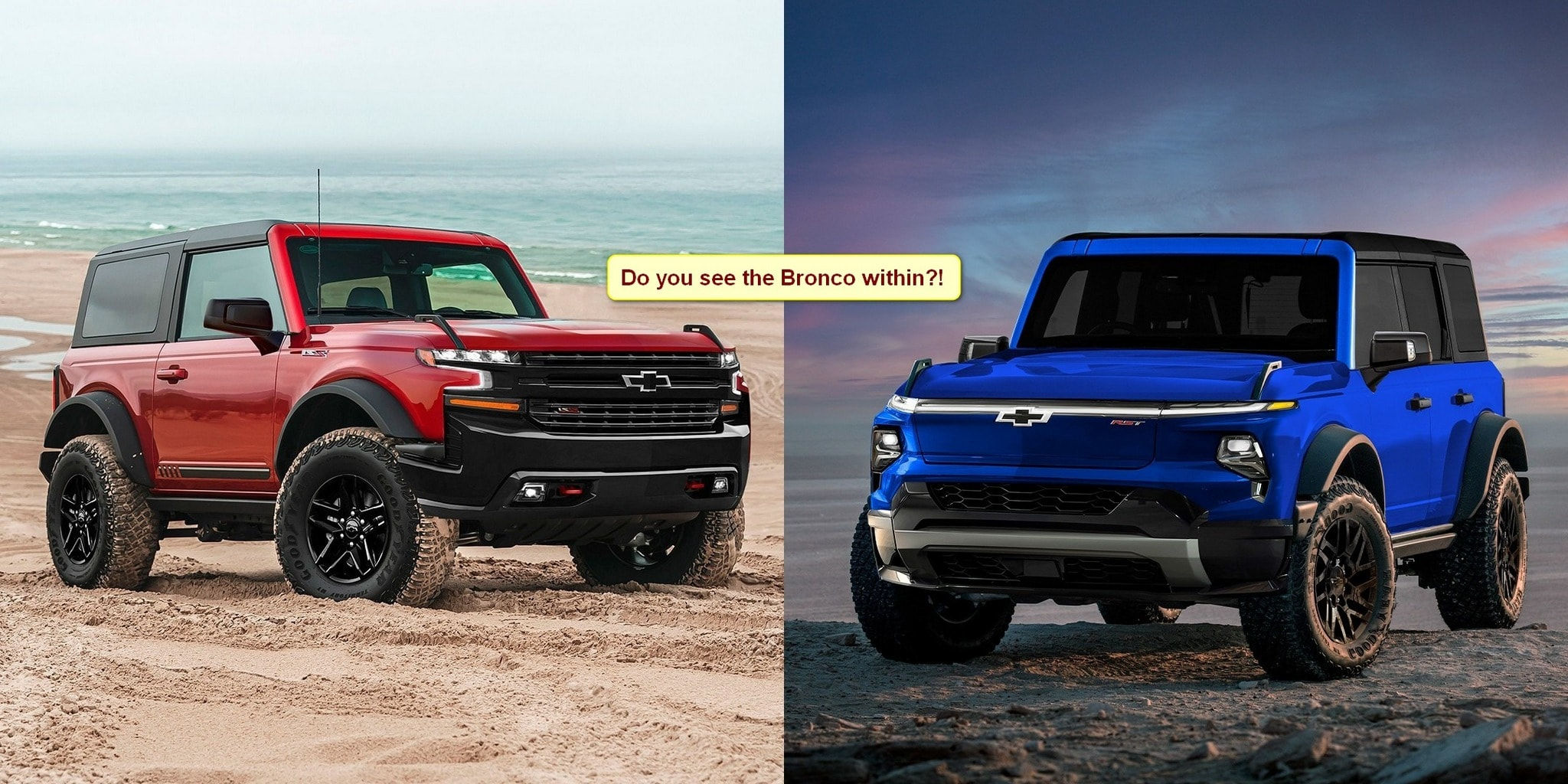 Wallpaper #_liSNJMBzN9vxX347DwY243 2 and 4 Door Chevy SUV Looks Like a Fake Gm Rock Based on Fords Bronco