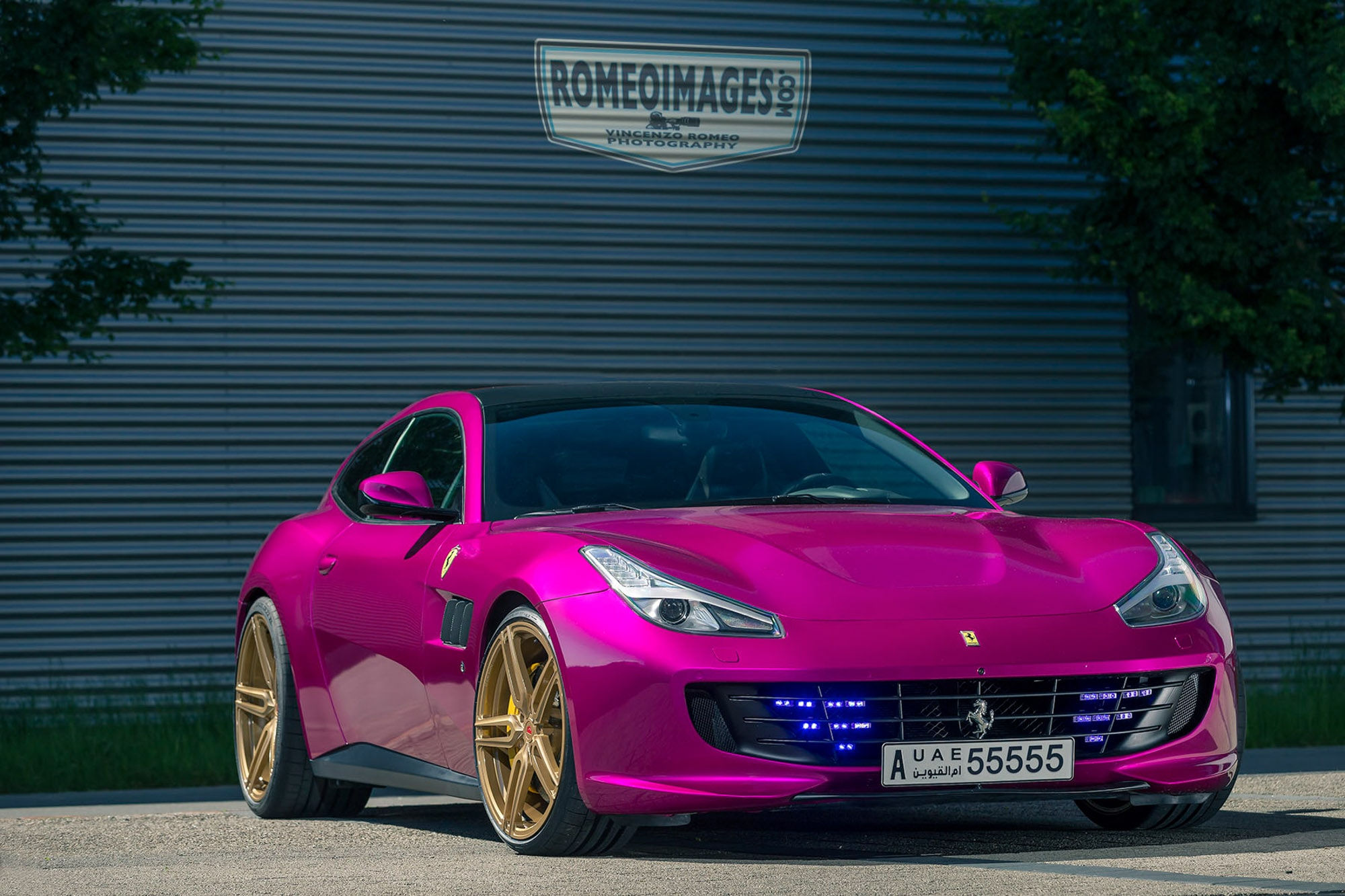 Wallpaper #90UEkY4B7YBJg1BVu50W53 Purple Ferrari Gtc4lusso on Gold Vossen Wheels Has All the Opulence