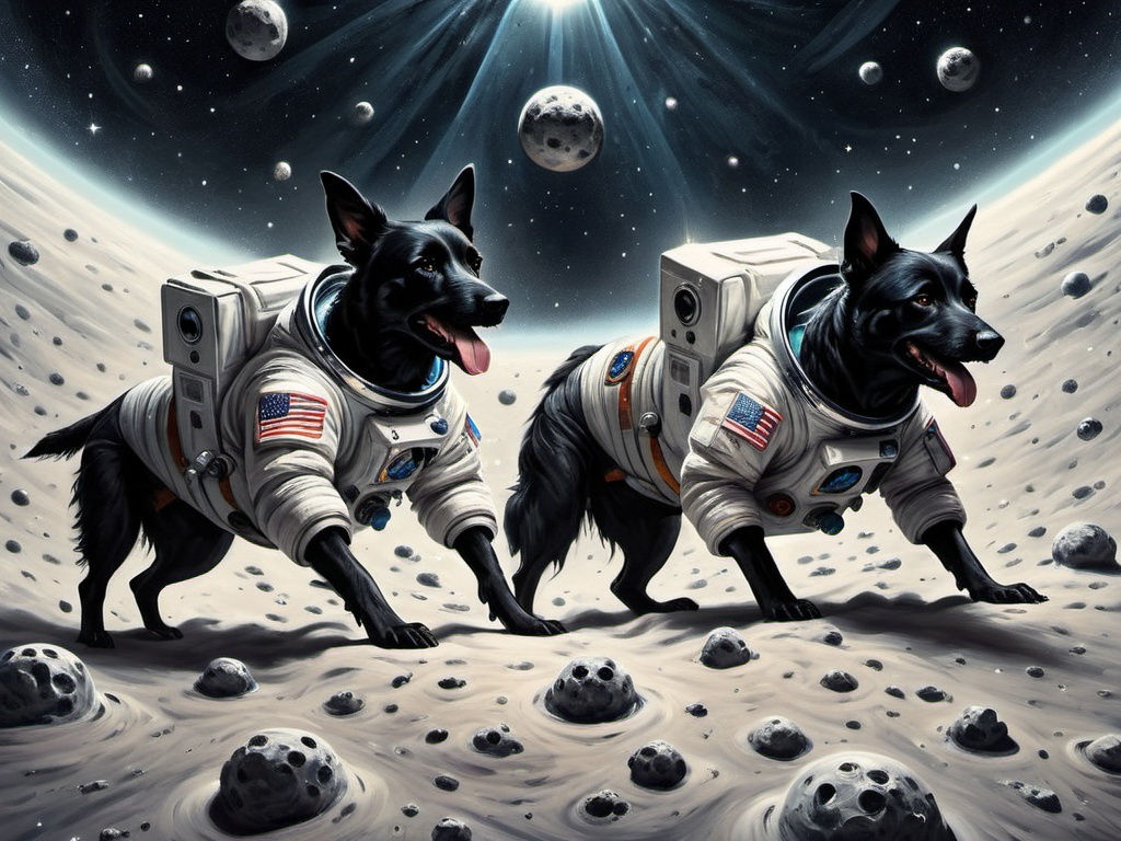 Wallpaper #NL0NpJcBxtB1RJ-K4LkL173 Abstract Style Art of Black Dogs in Space in Astrona