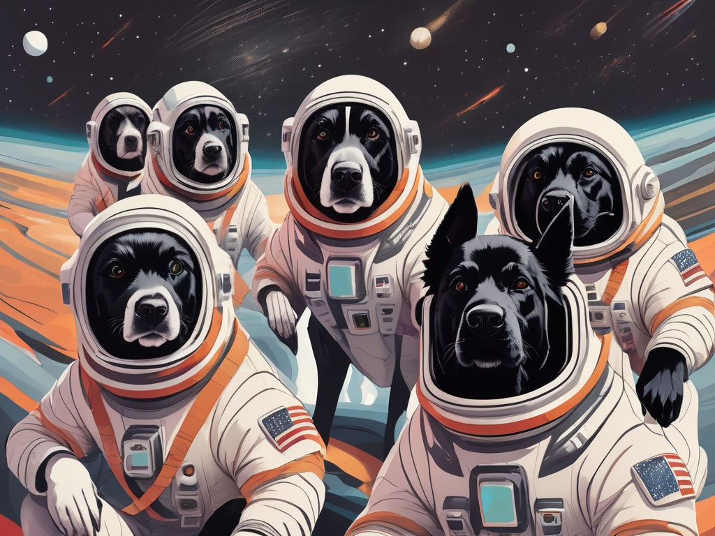 Wallpaper #NL0NpJcBxtB1RJ-K4LkL170 Abstract Style Art of Black Dogs in Space in Astrona