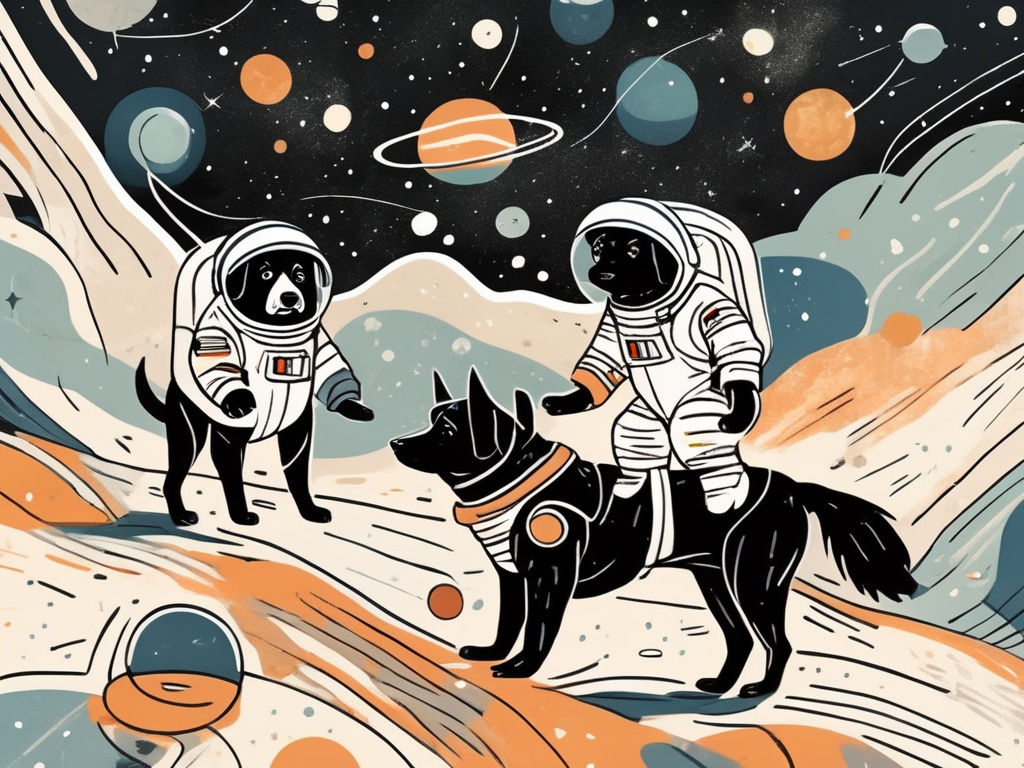 Wallpaper #NL0NpJcBxtB1RJ-K4LkL116 Abstract Style Art of Black Dogs in Space in Astrona