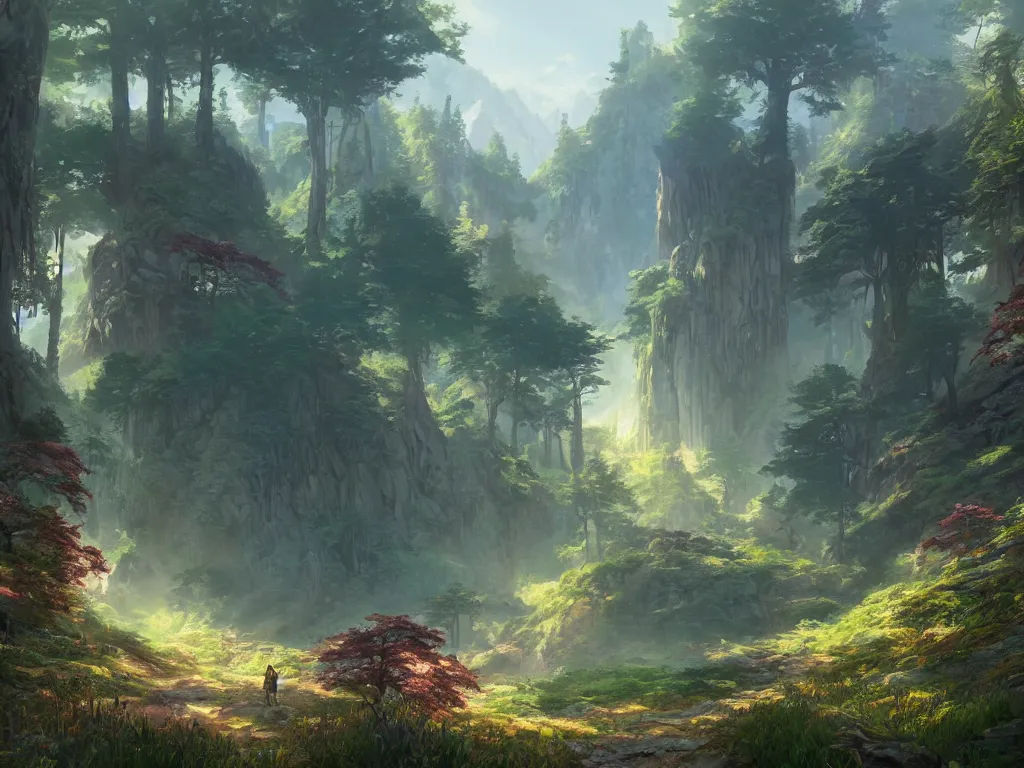 Wallpaper #s2eP7pIBSpphPi3-AF0924 Concept Art Painting of a Fantasy Landscape in a Stable Diffusion