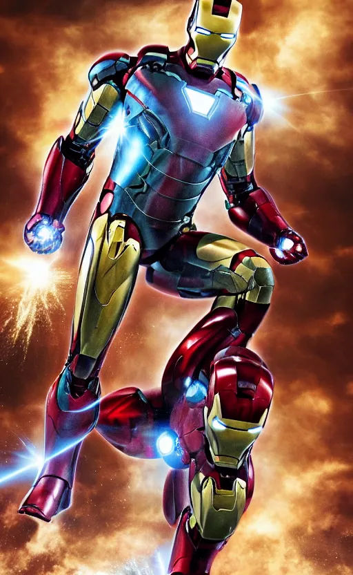 Wallpaper #-bkg3pIBJvJKYCmEzgMB28 Full Body Shot of Iron Man in a Dynamic Pose High Stable Diffusion