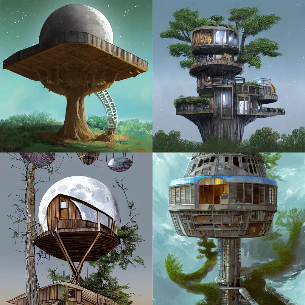 Wallpaper #FWcrDpMBSpphPi3-Remc334 Moon Colony Treehouse 2 0 9 6 Ad Sci Fi Concept Art Stable Diffusion