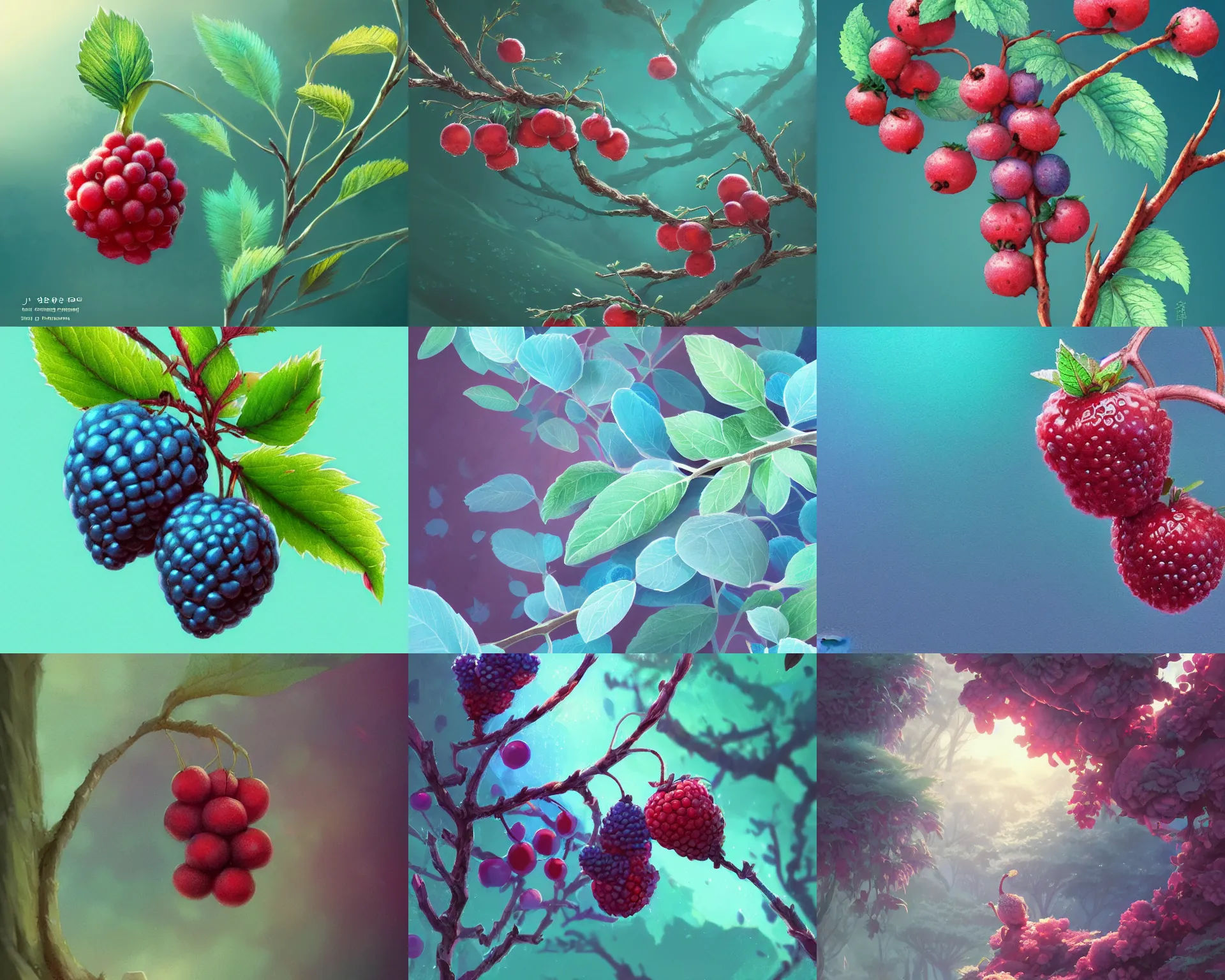 Wallpaper #pmfP8ZIBSpphPi3-jm2u417 Cyan Colored Berry Plants Magnificent Close Up Stable Diffusion
