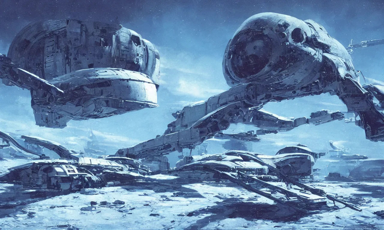 Wallpaper #8miAIJMBSpphPi3-mS3Z143 Remains of a Derelict Spaceship Covered in Snow on a Stable Diffusion