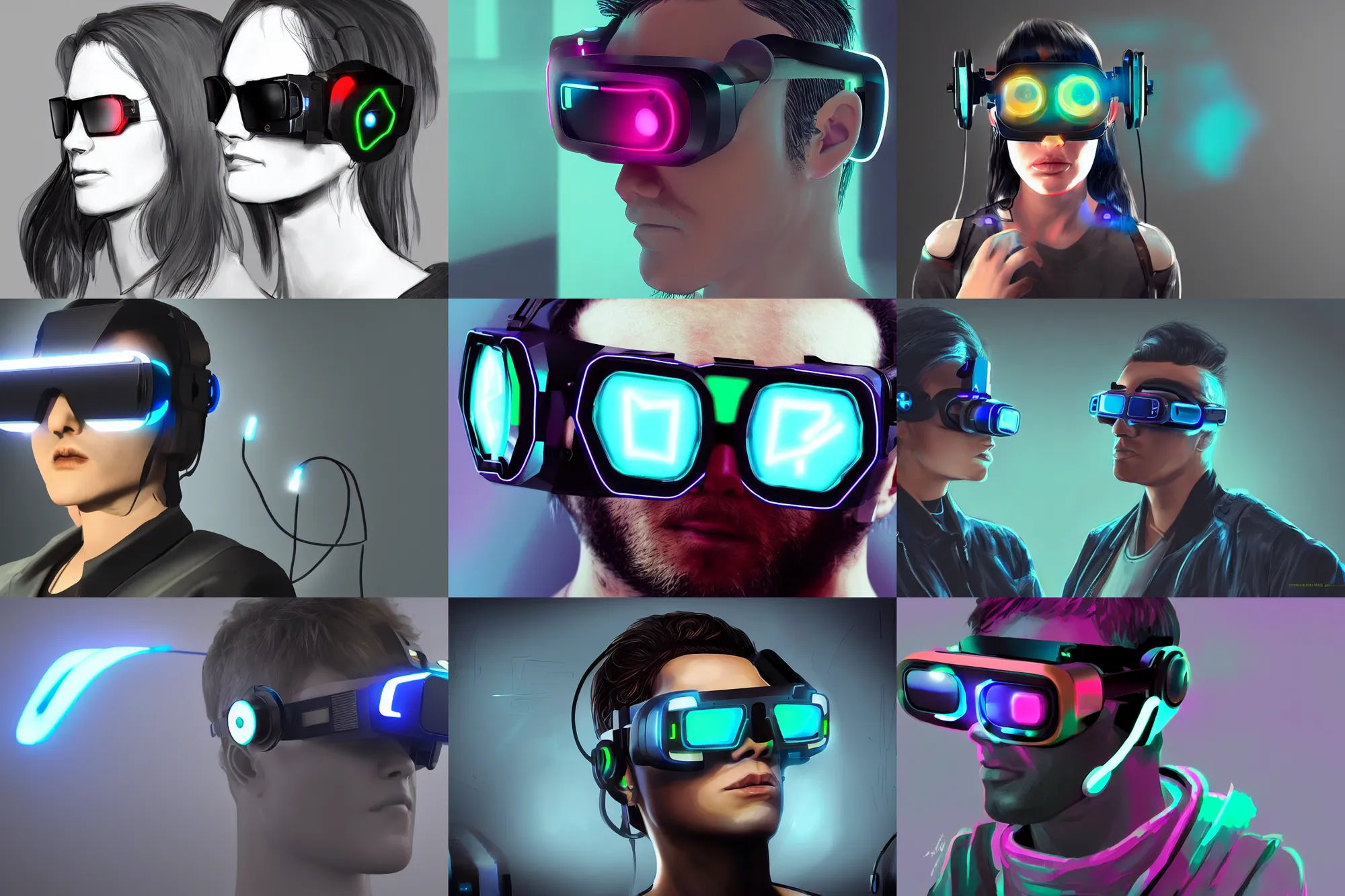 Wallpaper #ITtMbZcBSWmA-tzpYo4d45 Cyberpunk Vr Headset Concept Art Neon Glasses Thin Stable Diffusion