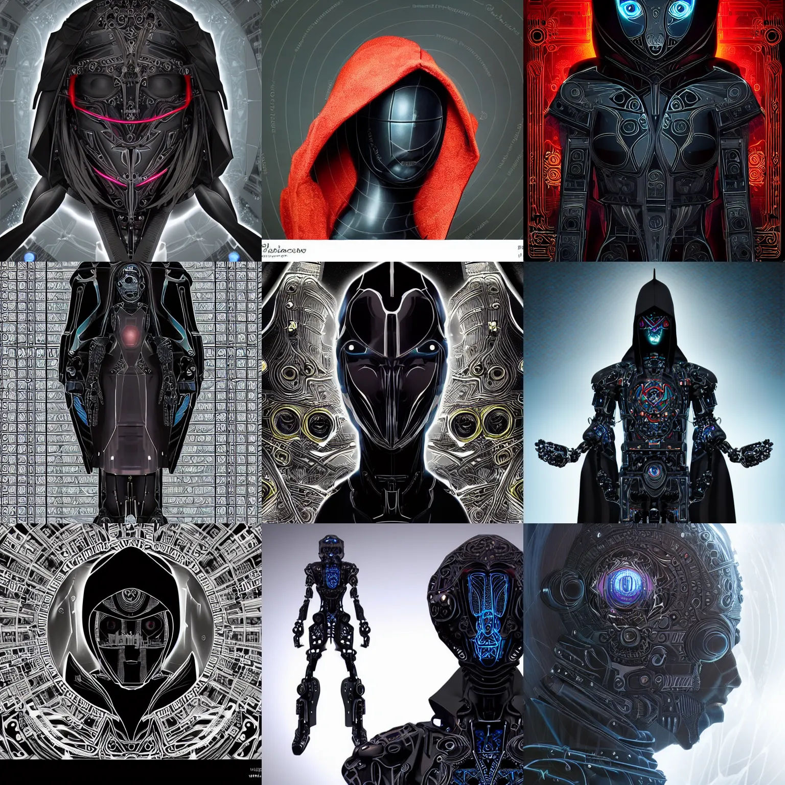 Wallpaper #zHepJpMB-pgBXx60JKLx169 Cloaked Hooded Dark Black Complex Cybernetic Robot Stable Diffusion