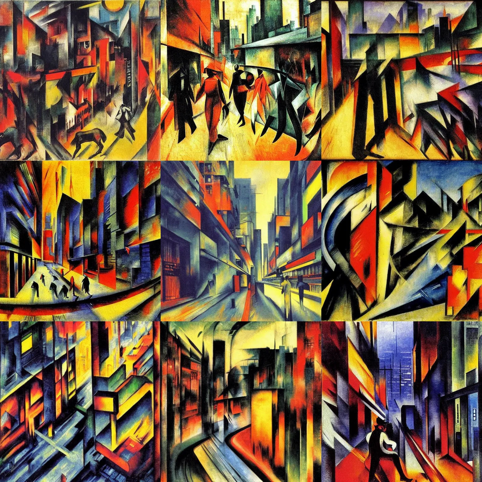 Wallpaper #0GgmGJMBSpphPi3-_xE1247 A Cyberpunk Street Scene Painted by Franz Marc Stable Diffusion Openart