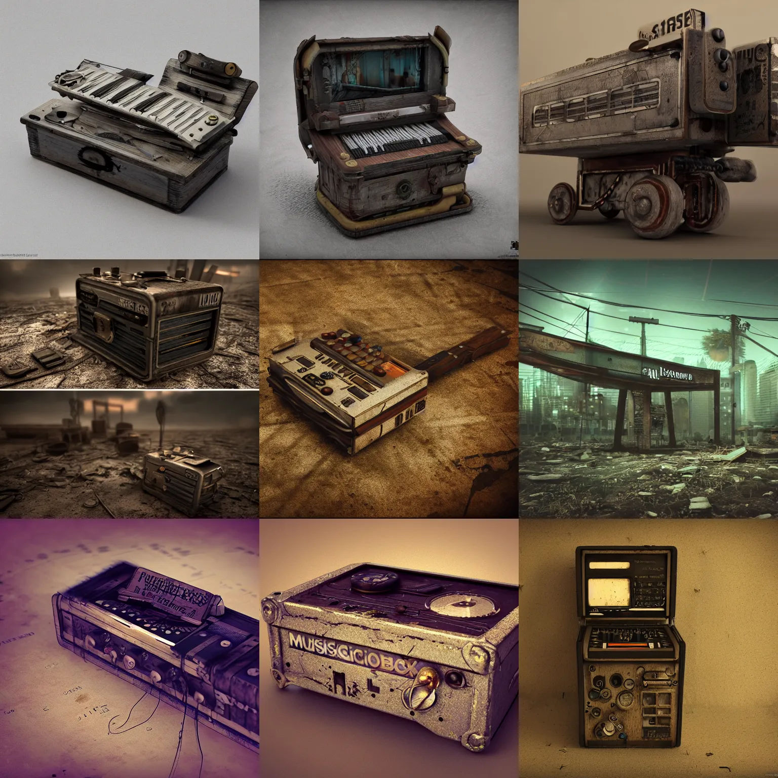 Wallpaper #uWhoHJMBSpphPi3-SyK890 Musicbox Sawoozer Post Apocalyptic Cyberpunk Ultra Stable Diffusion