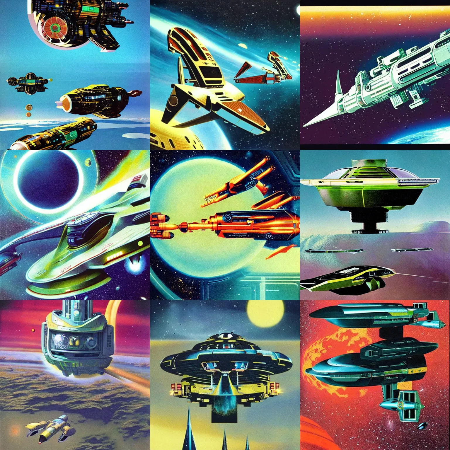 Wallpaper #f0KzPJMBOBpx0NhmG8Ga71 Retro Sci Fi Spaceship 1970s Artwork by Chris Foss Stable Diffusion