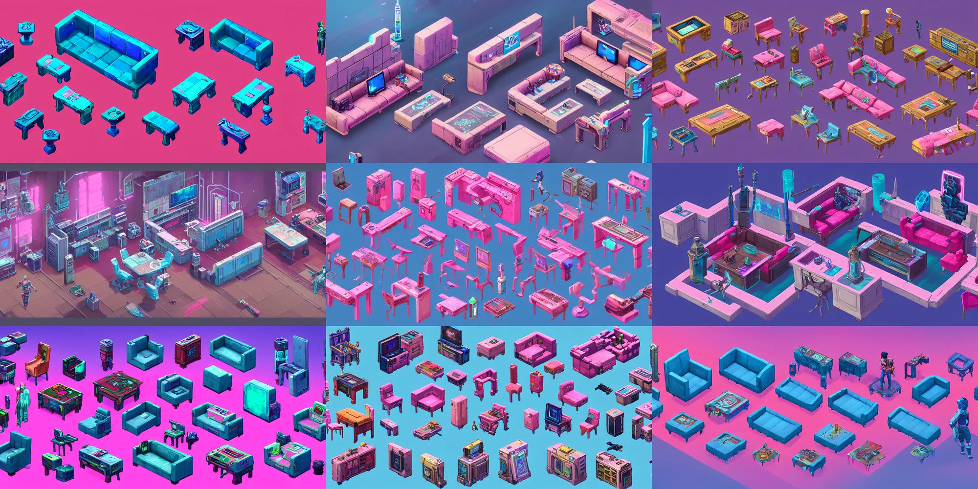 Wallpaper #EWc7-pIBSpphPi3-H5AG168 Game Asset of the Sims Cyberpunk Furniture and Stable Diffusion Openart