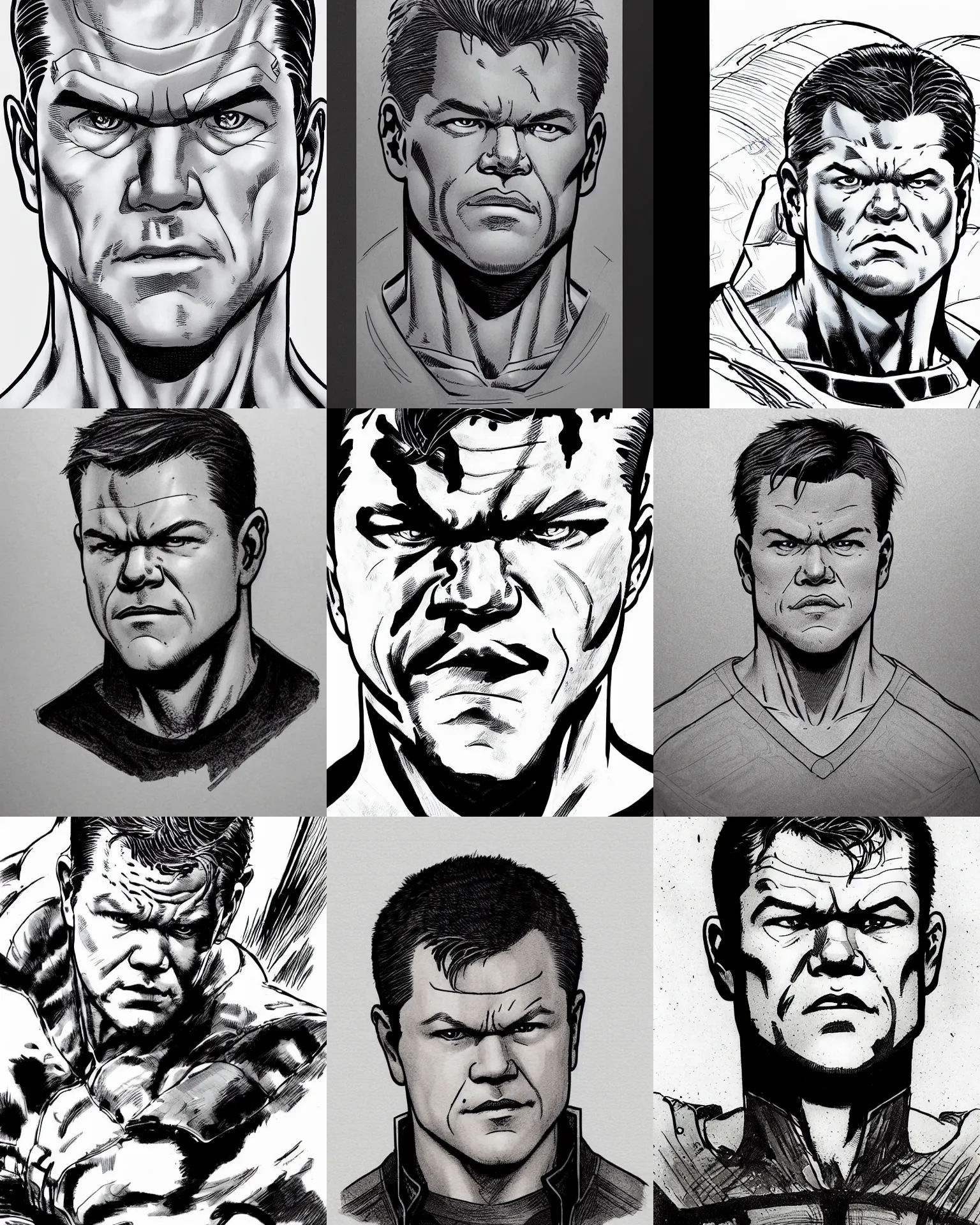 Wallpaper #xGdJ95IBSpphPi3-d4V5154 Matt Damon Jim Lee Flat Ink Sketch by Jim Lee Stable Diffusion