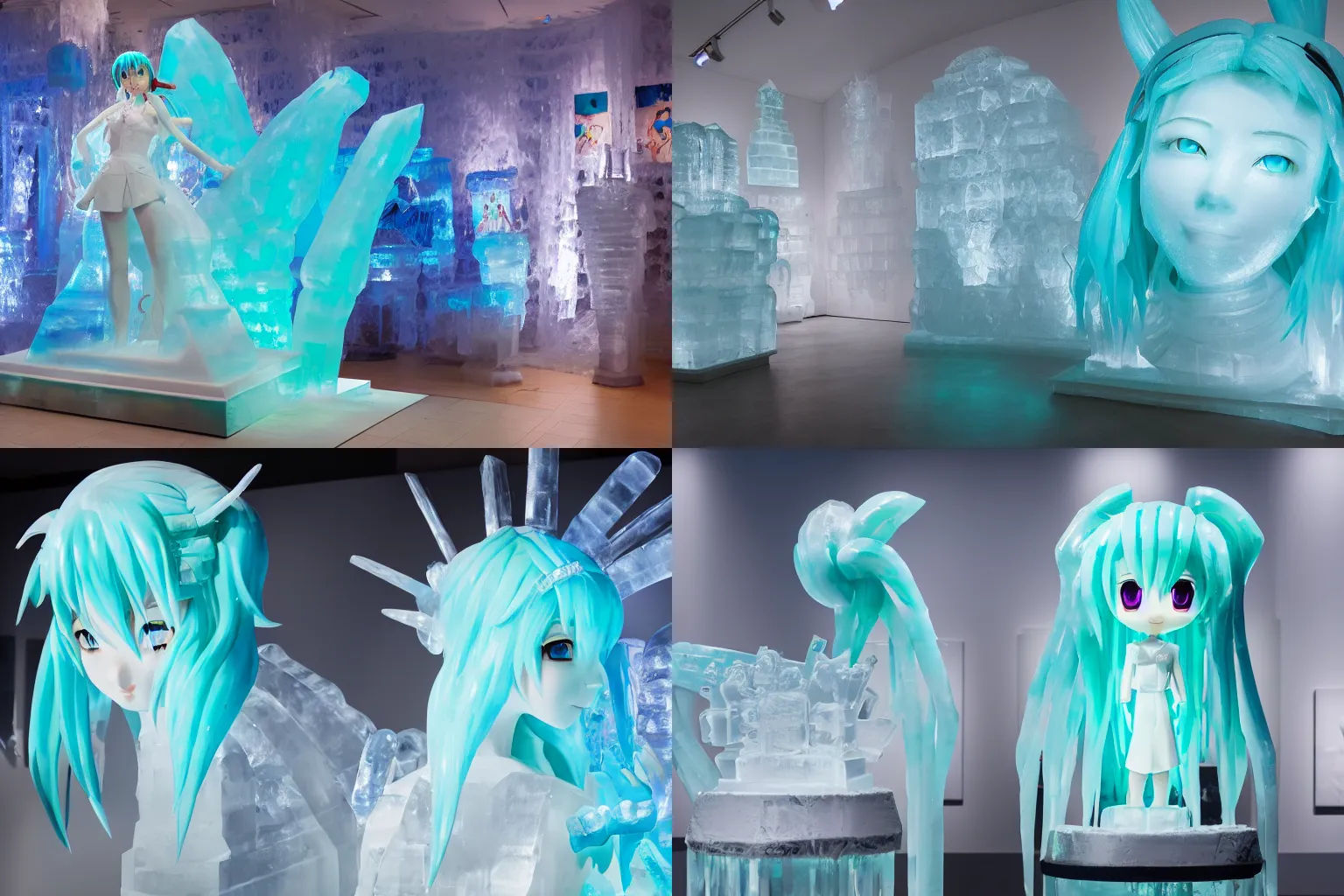 Wallpaper #Nsn-jpcB-VVLIetlVmtC112 An Ice Sculpture of Hatsune Miku in an Art Gallery 4K Stable Diffusion