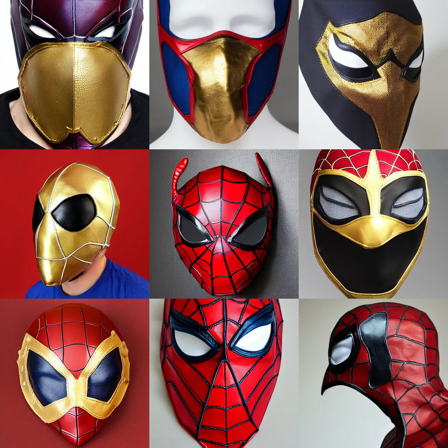 Wallpaper #wmjaIJMBSpphPi3-fy6o180 Luxury Leather Spider Man Mask with Golden Seams Stable Diffusion
