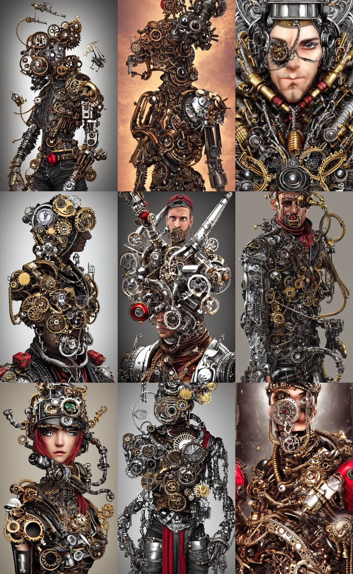 Wallpaper #4HKOMpMBX2lk1u3ok1r-17 Portrait of a Steampunk Sci Fi Cyborg Pirate Bionic Stable Diffusion