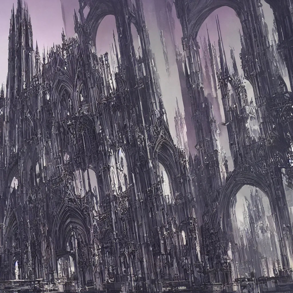 Wallpaper #PPtihJcBx-Hc5Y204K-u97 Gothic Cathedral World of Cyberpunk Architecture by Stable Diffusion