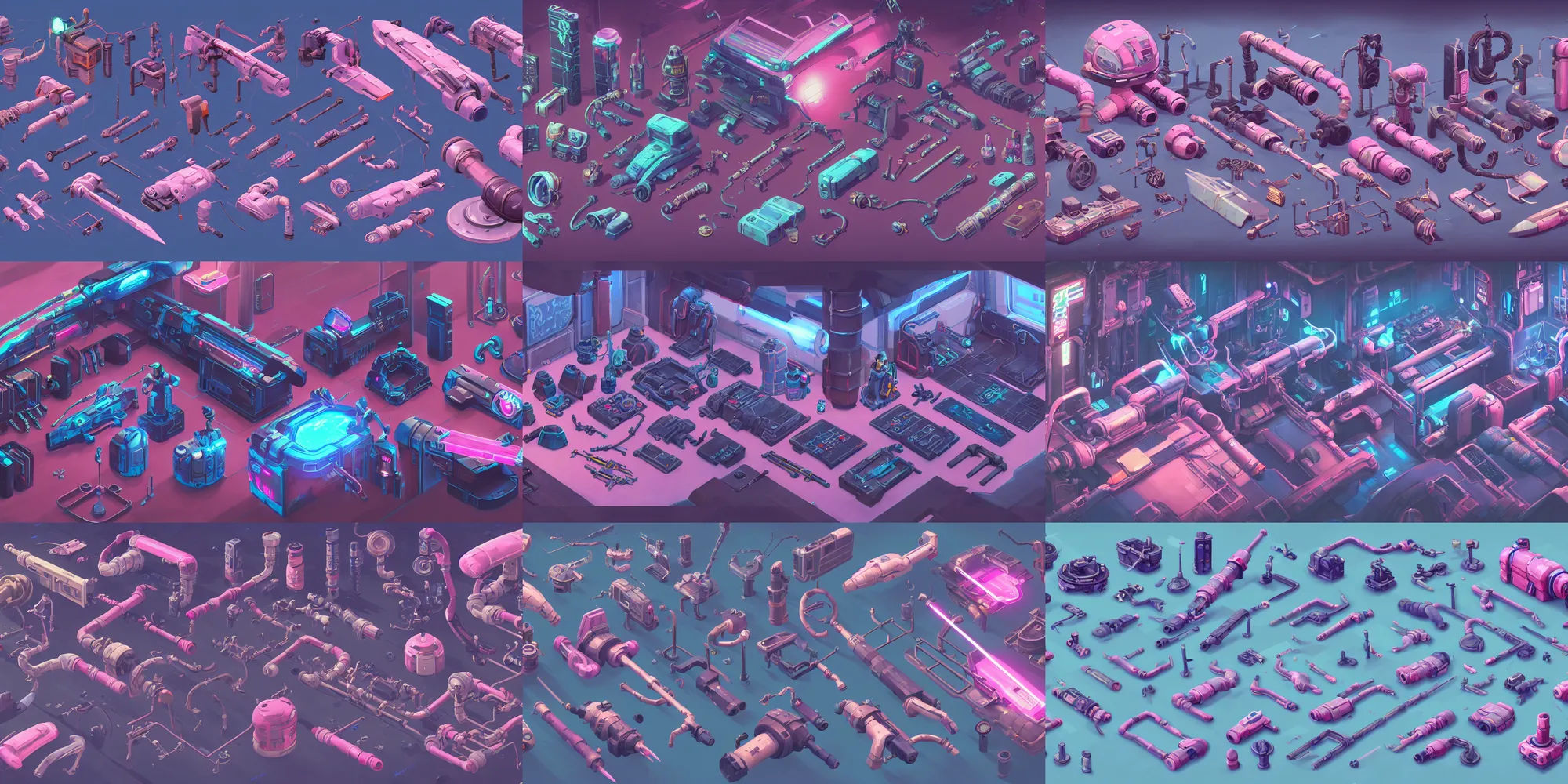 Wallpaper #EWc7-pIBSpphPi3-H5AG448 Game Asset of the Sims Cyberpunk Utensils of Pipes and Stable