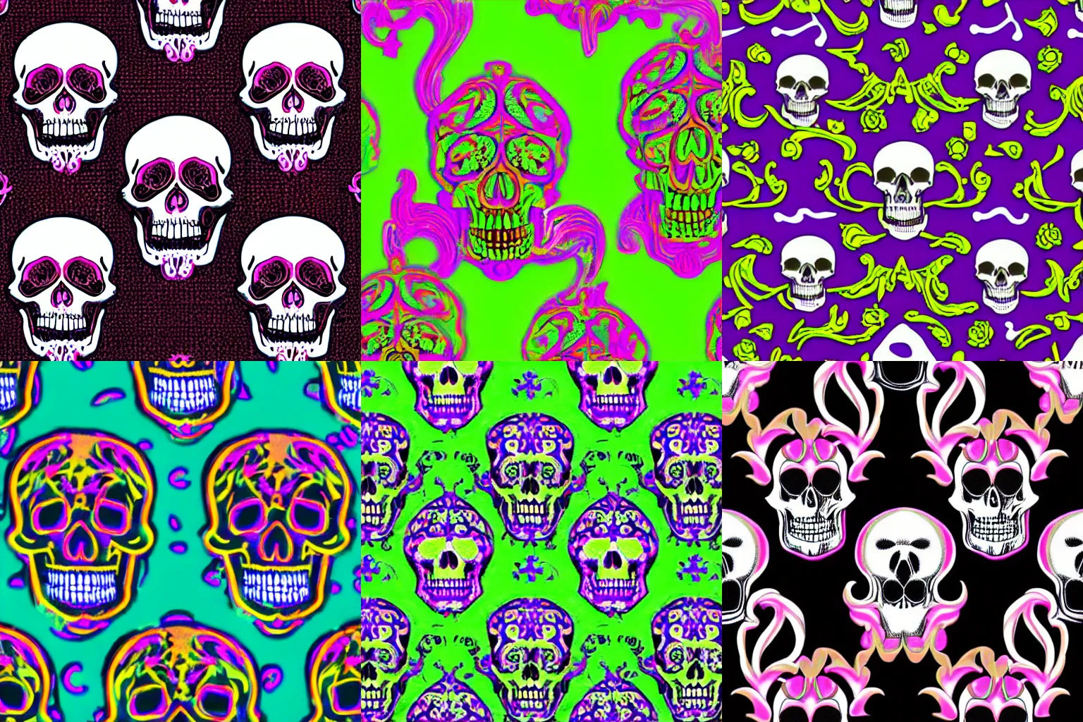 Wallpaper #BWe8C5MBSpphPi3-rNuv462 Neon Damask Skulls Stable Diffusion Openart