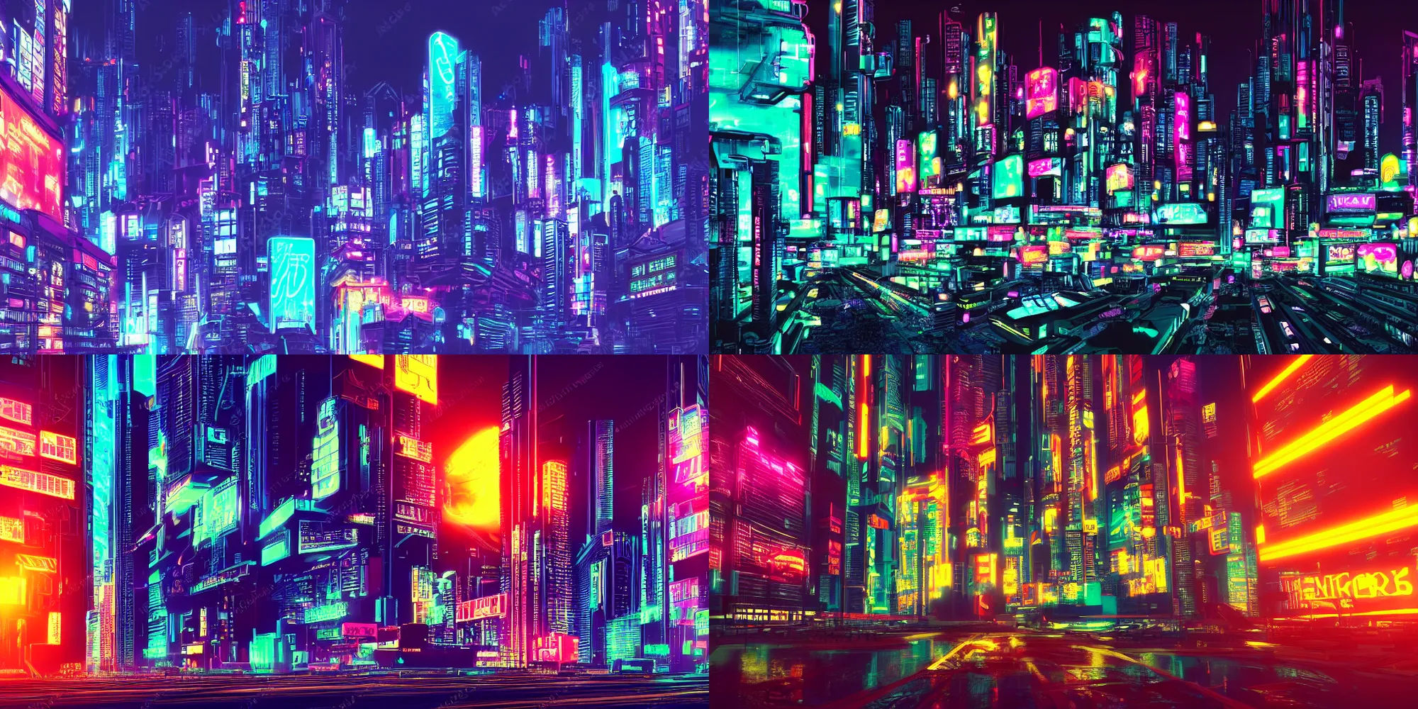 Wallpaper #F2ch7JIBSpphPi3-8lH9223 Cyberpunk Neon City at Night Stable Diffusion