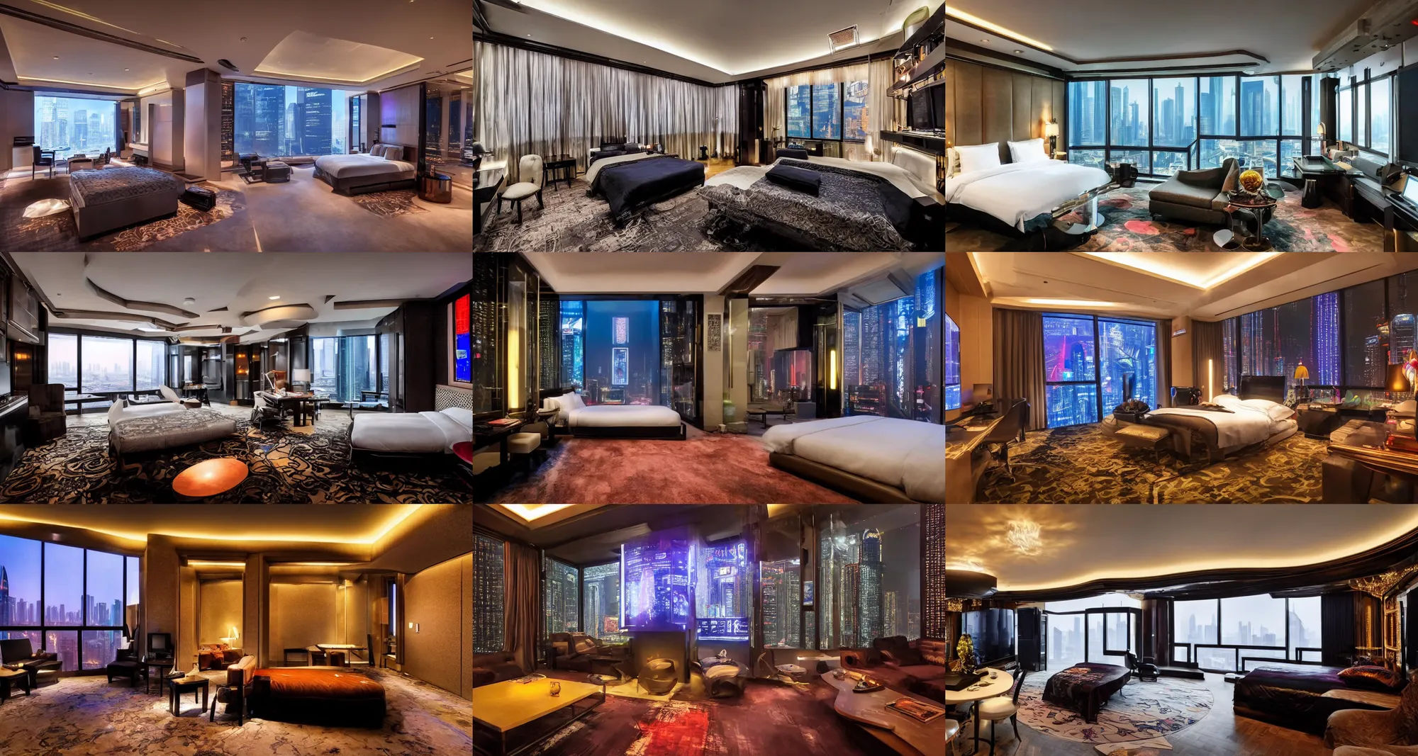 Wallpaper #lBrYT5MB1yWOL4qgpX8x54 A Cyberpunk Room in a 5 Star Suite in Beijing Stable Diffusion Openart