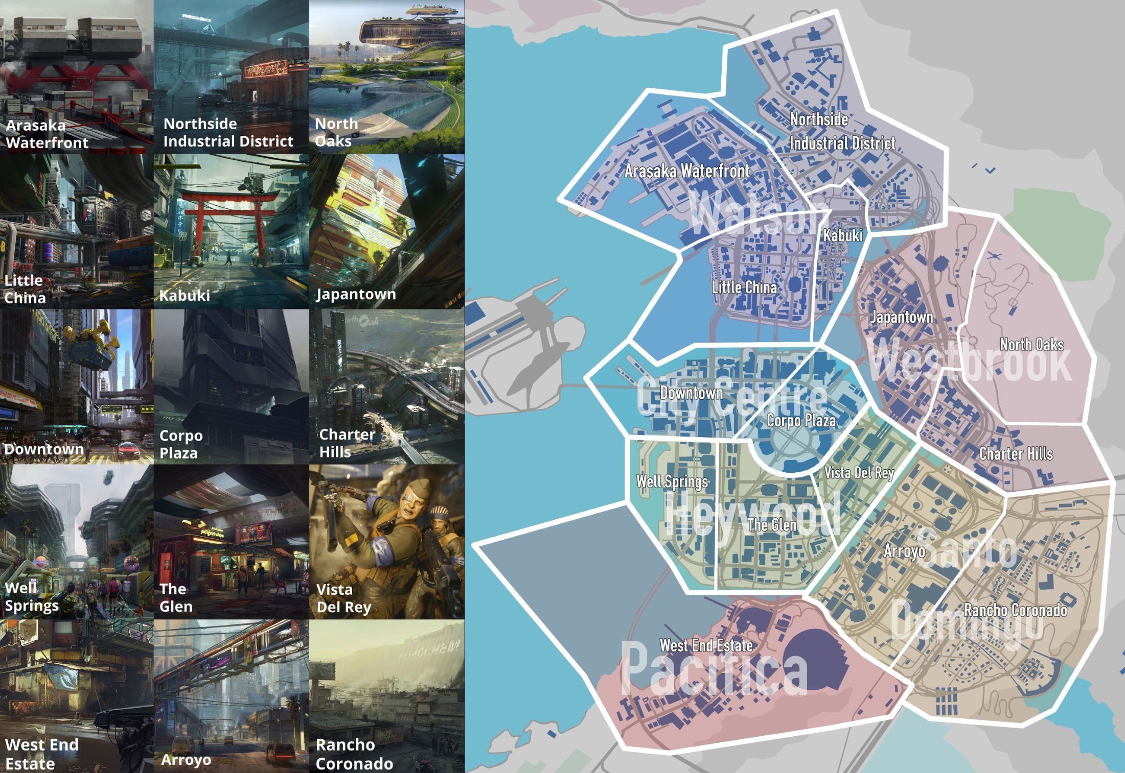 Wallpaper #L20PapcBycdYOYFTAnFj13 Cyberpunk 2077 Full Night City Map Districts Revealed Vrogueco