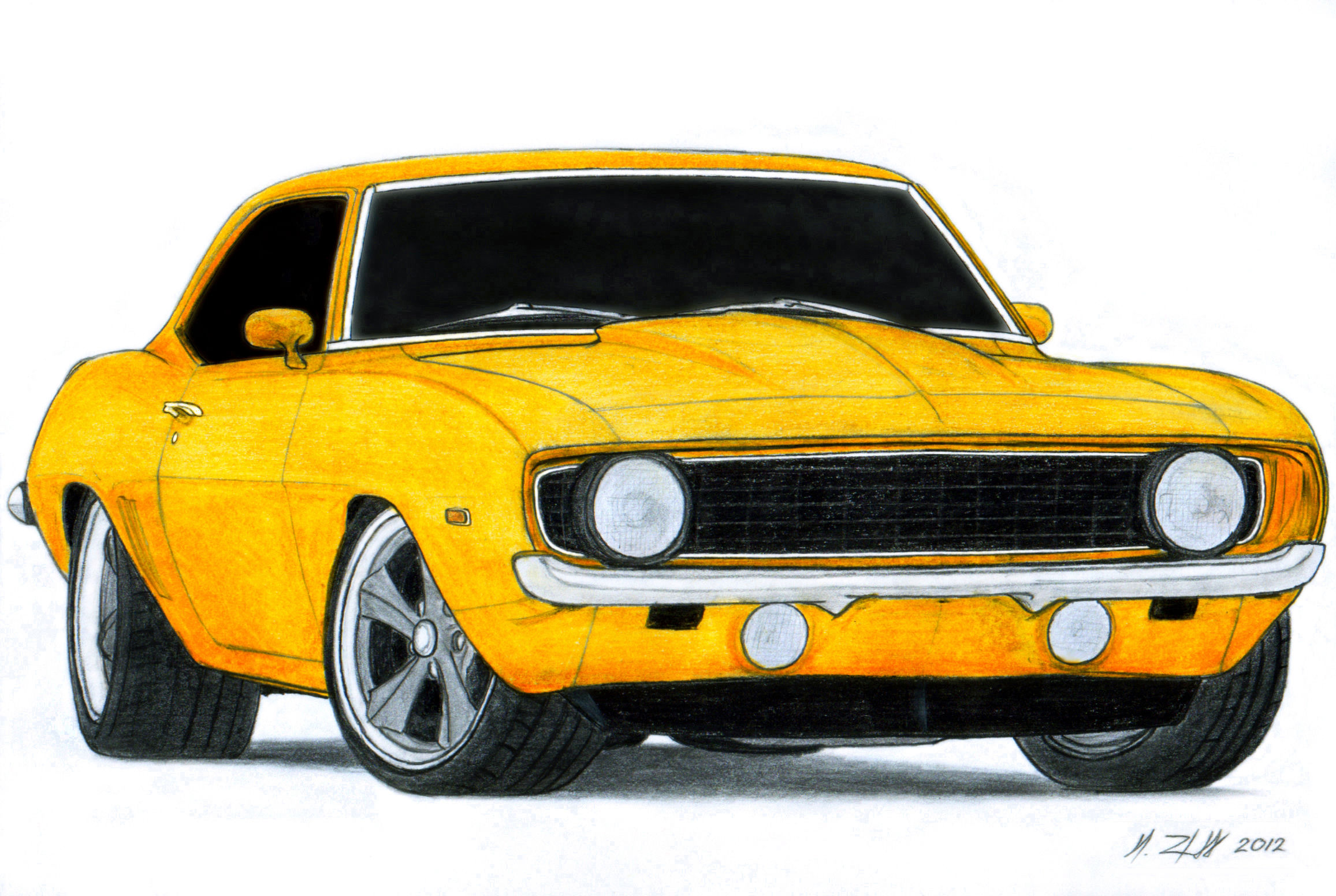 Wallpaper #3ofwMZMBPAdmKxa2_2LL450 1969 Chevrolet Camaro Ss Pro Touring Drawing by Vertualissimo on Deviantart