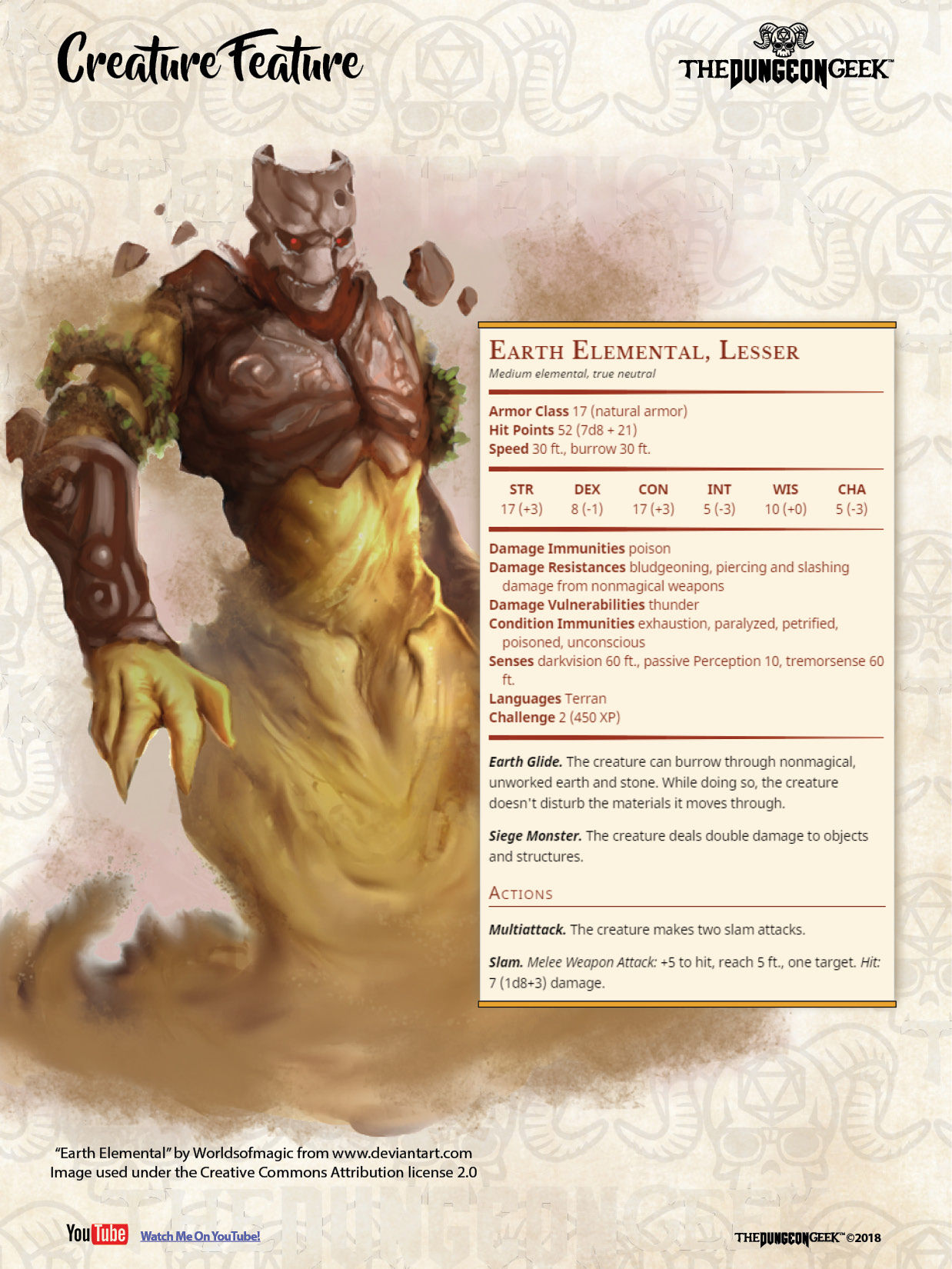 Wallpaper #JmhvGZMBSpphPi3-FRdE11 Dd 5e Creature Feature Lesser Earth Elemental the Dungeon Geek