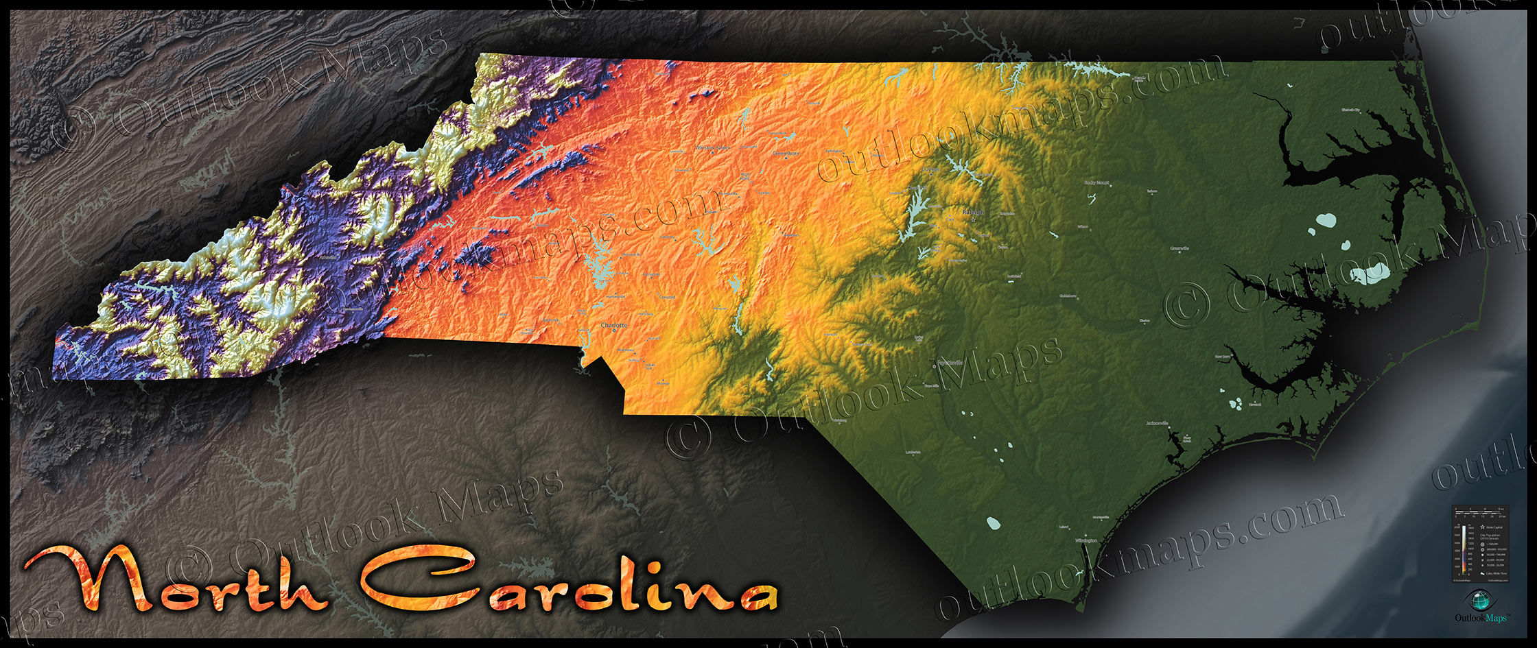 Wallpaper #nljPM5MBzN9vxX34OznC64 Map of North Carolina Topographic Style of Physical Landscape