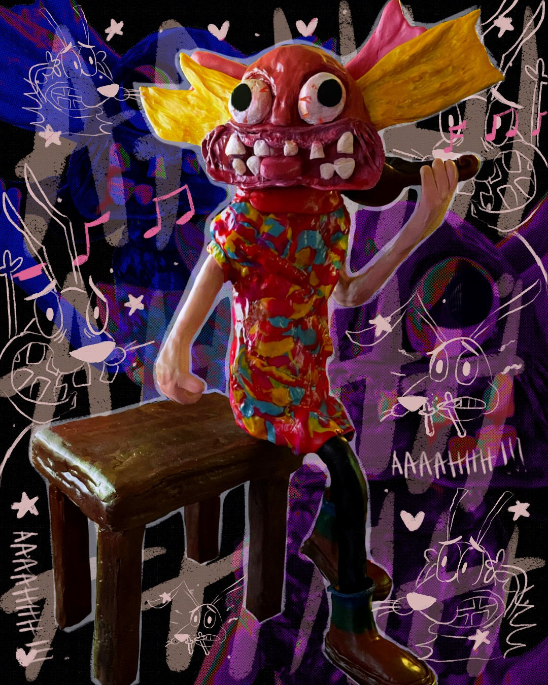 Wallpaper #7QM7ZJMBpyOg8YnEydbf280 Clay Figure of the Violin Girl from Courage by Bunnyslasher on Newgrounds