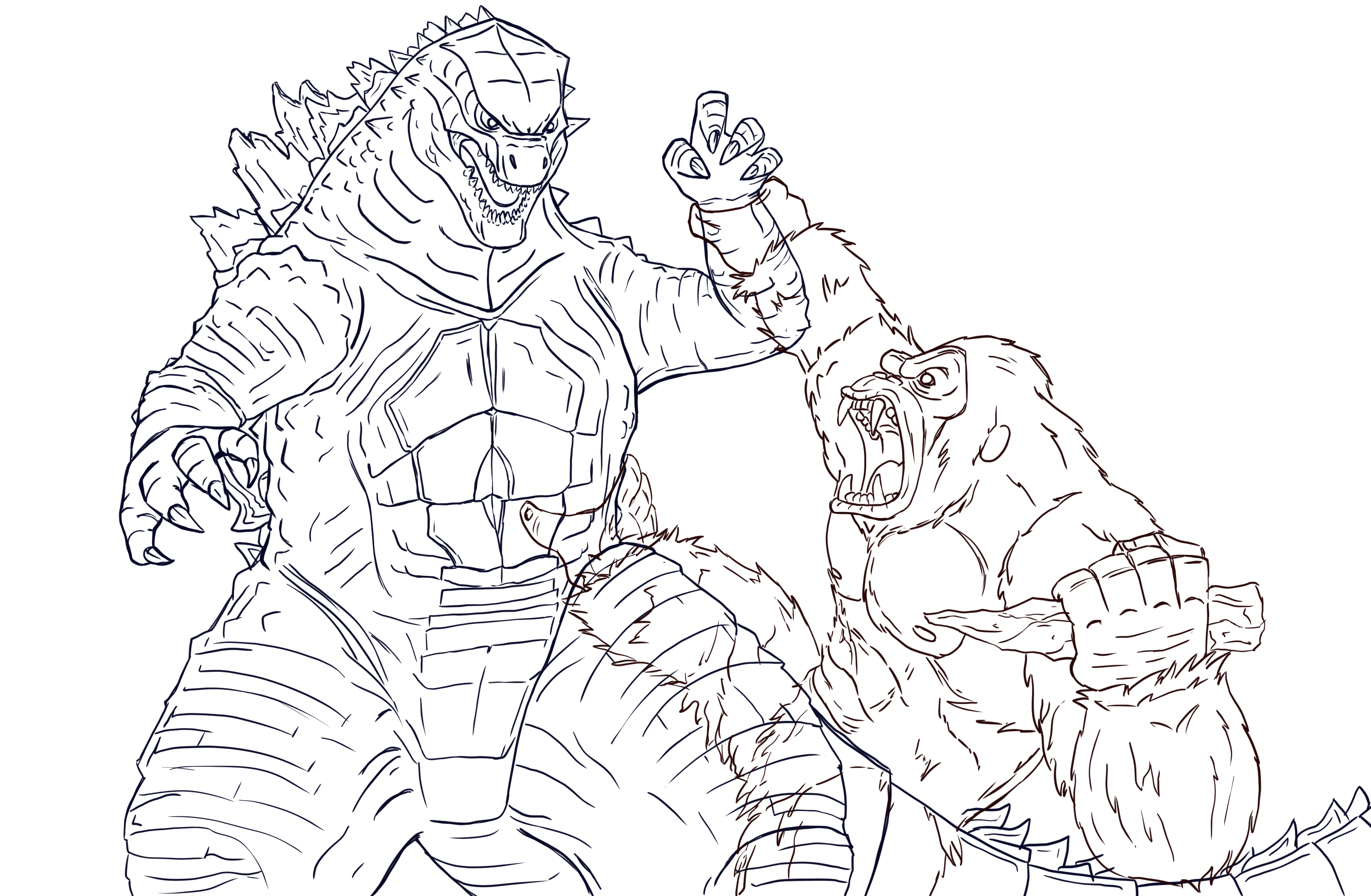 Wallpaper #1u_fTJMBMN-XEVvVqz47215 Godzilla Versus King Kong Coloring Pages Godzilla Kong King vs