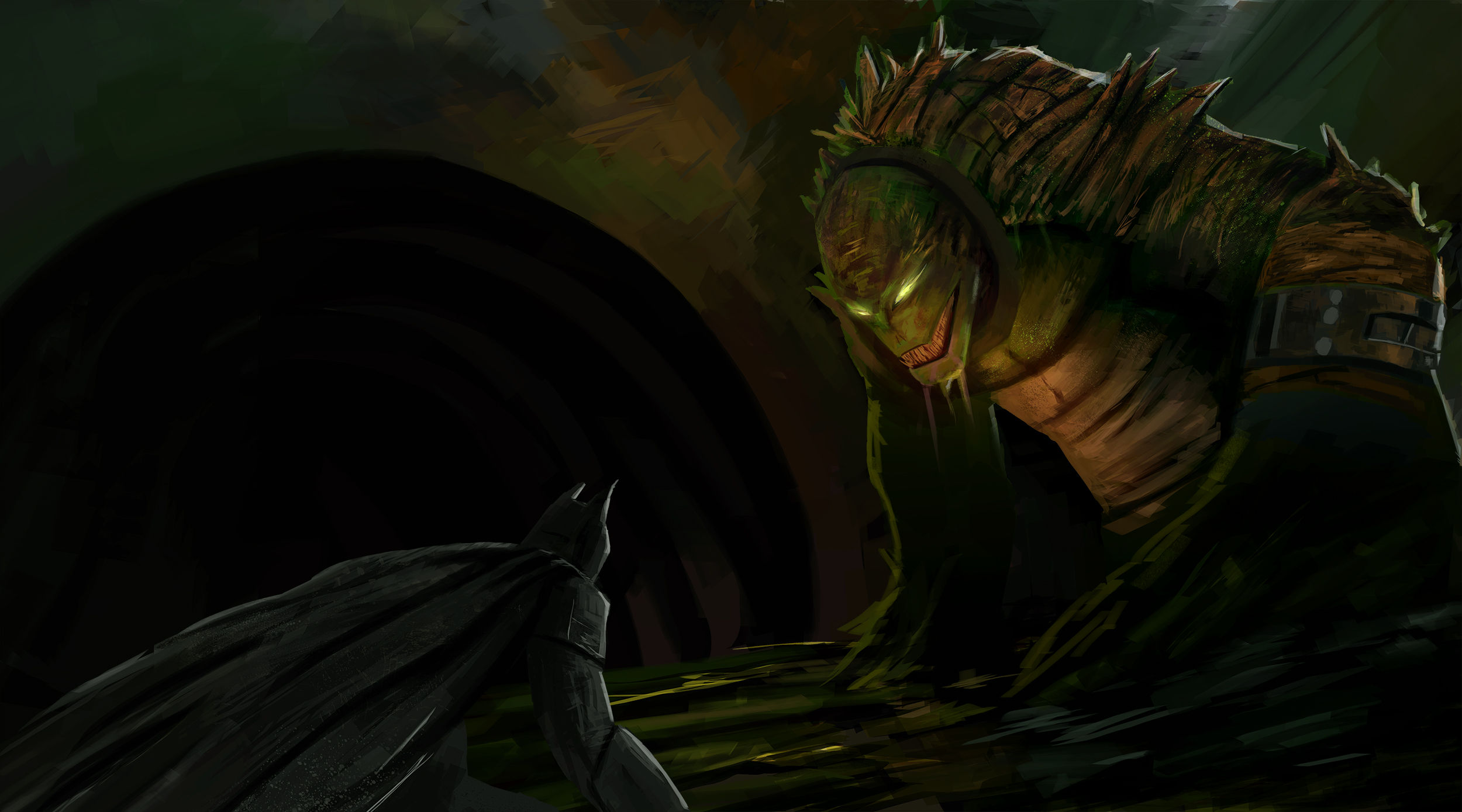 Wallpaper #EWeA_ZIBSpphPi3-TZzy64 Batman vs Killer Croc by Mortenbruno on Newgrounds