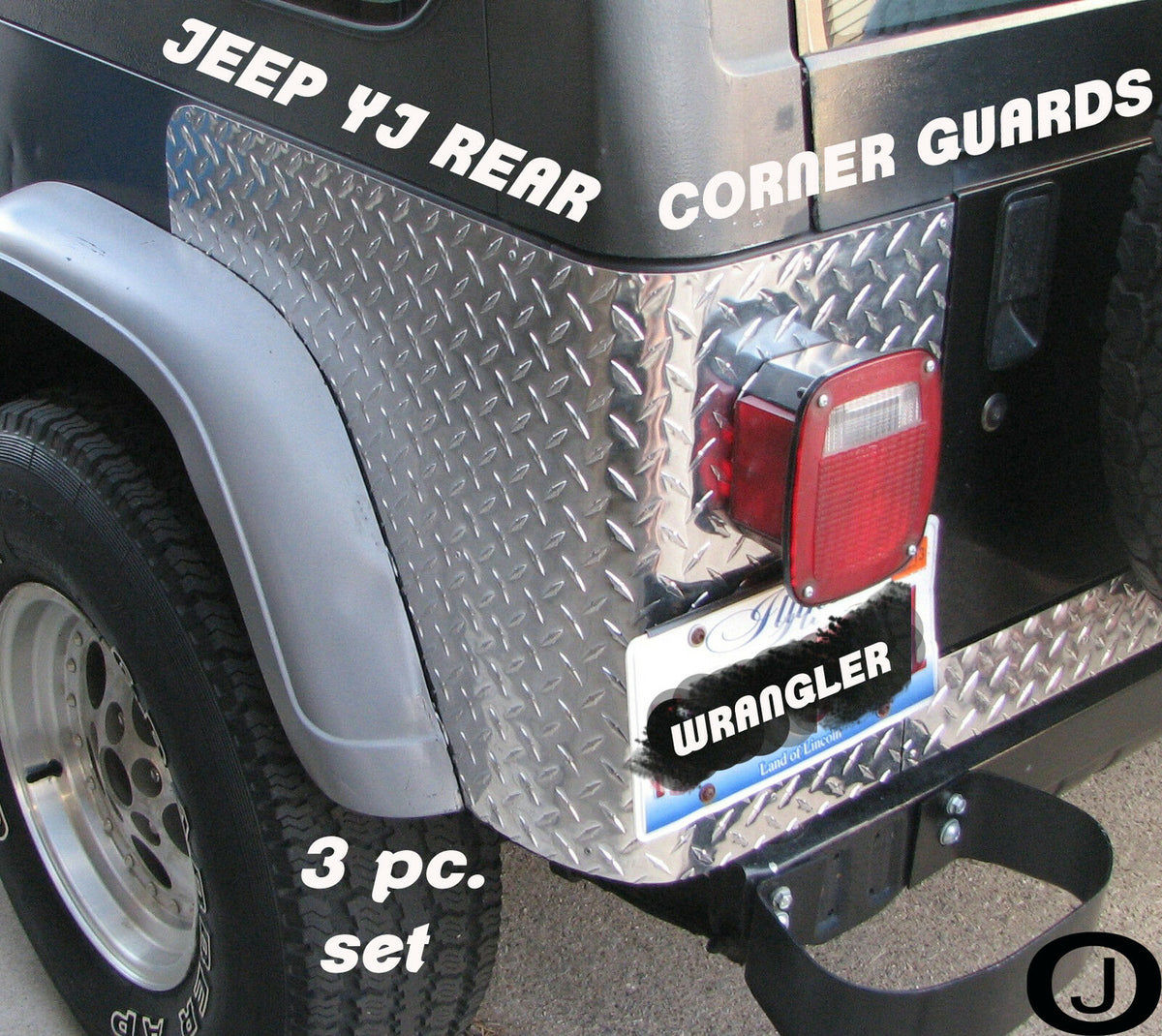 Wallpaper #xf84aJMB3lSXT3zU8-Pa254 Jeep Yj Wrangler 3 PC Diamond Plate Rear Body Armor Corner Guard Kit