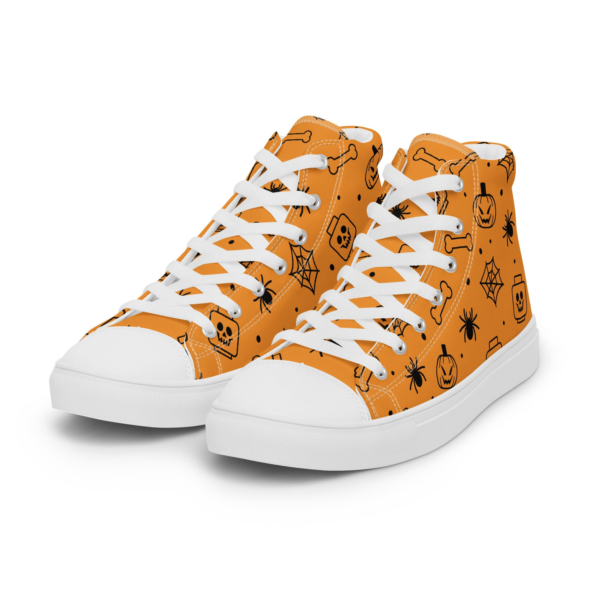 Wallpaper #FfQlOpMBKFX8bn3r7njr261 Skeletons Ghost Spiders Halloween 2 Womens High Top Canvas Shoes