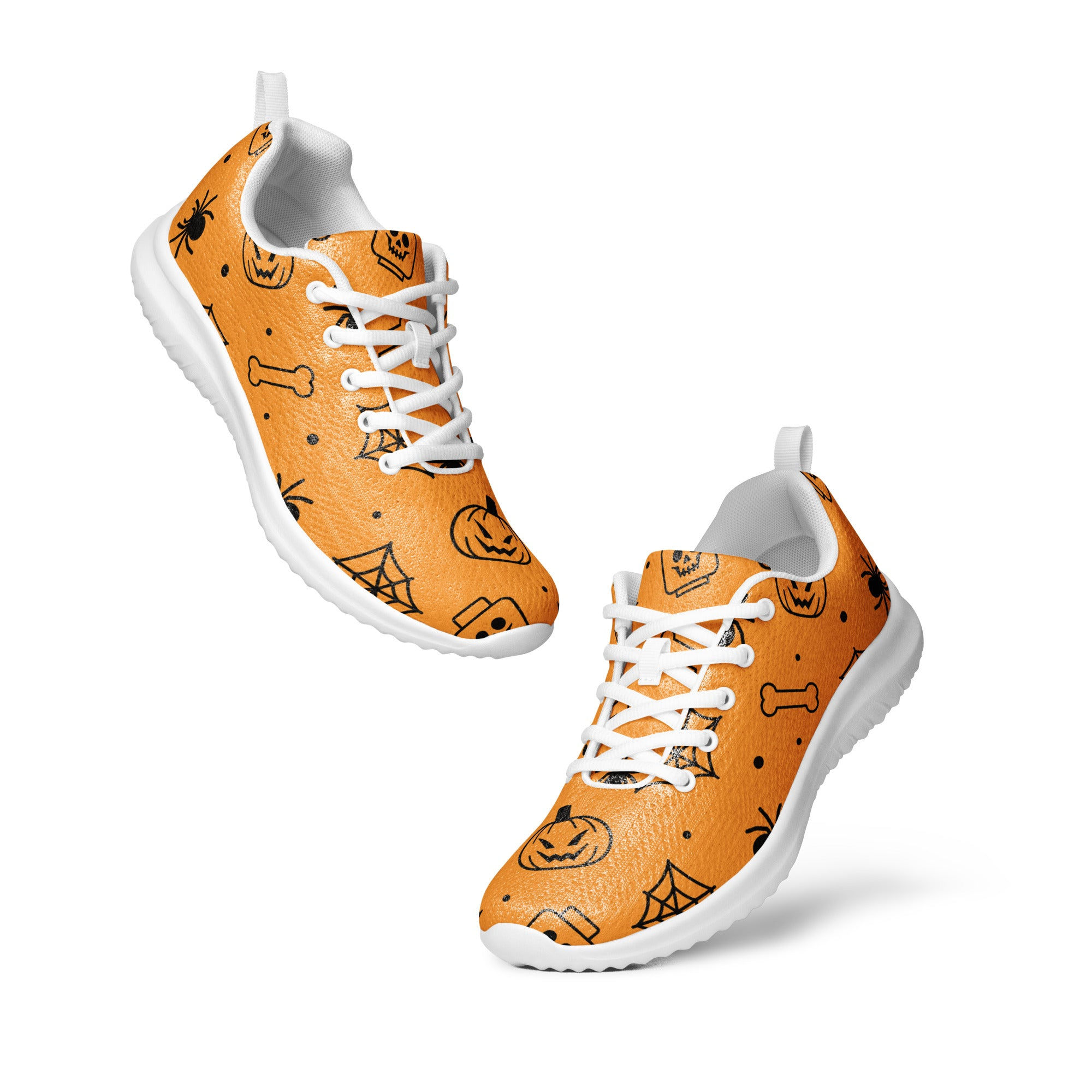 Wallpaper #FfQlOpMBKFX8bn3r7njr282 Orange Halloween Ghost Spiders Skeletons Mens Athletic Shoes