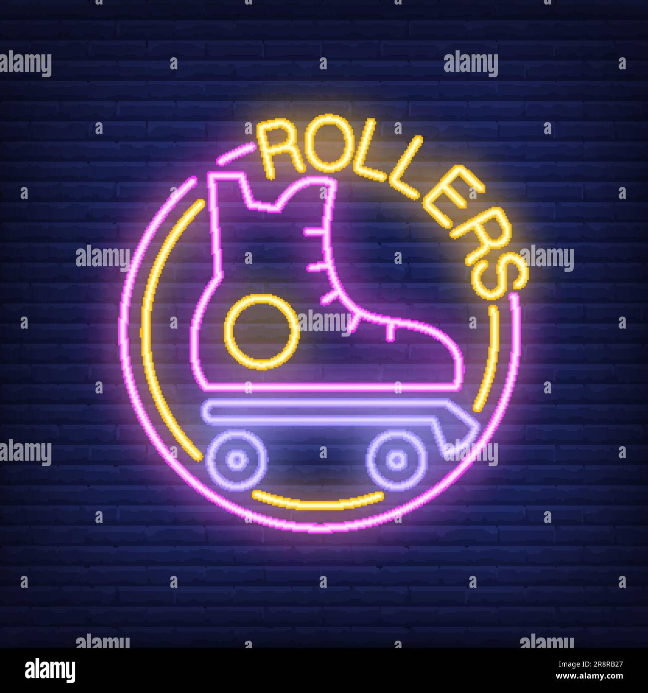 Wallpaper #9meRBpMBSpphPi3-2cE2284 Rollers Neon Word with Roller Skate Logo Stock Vector Image Art Alamy