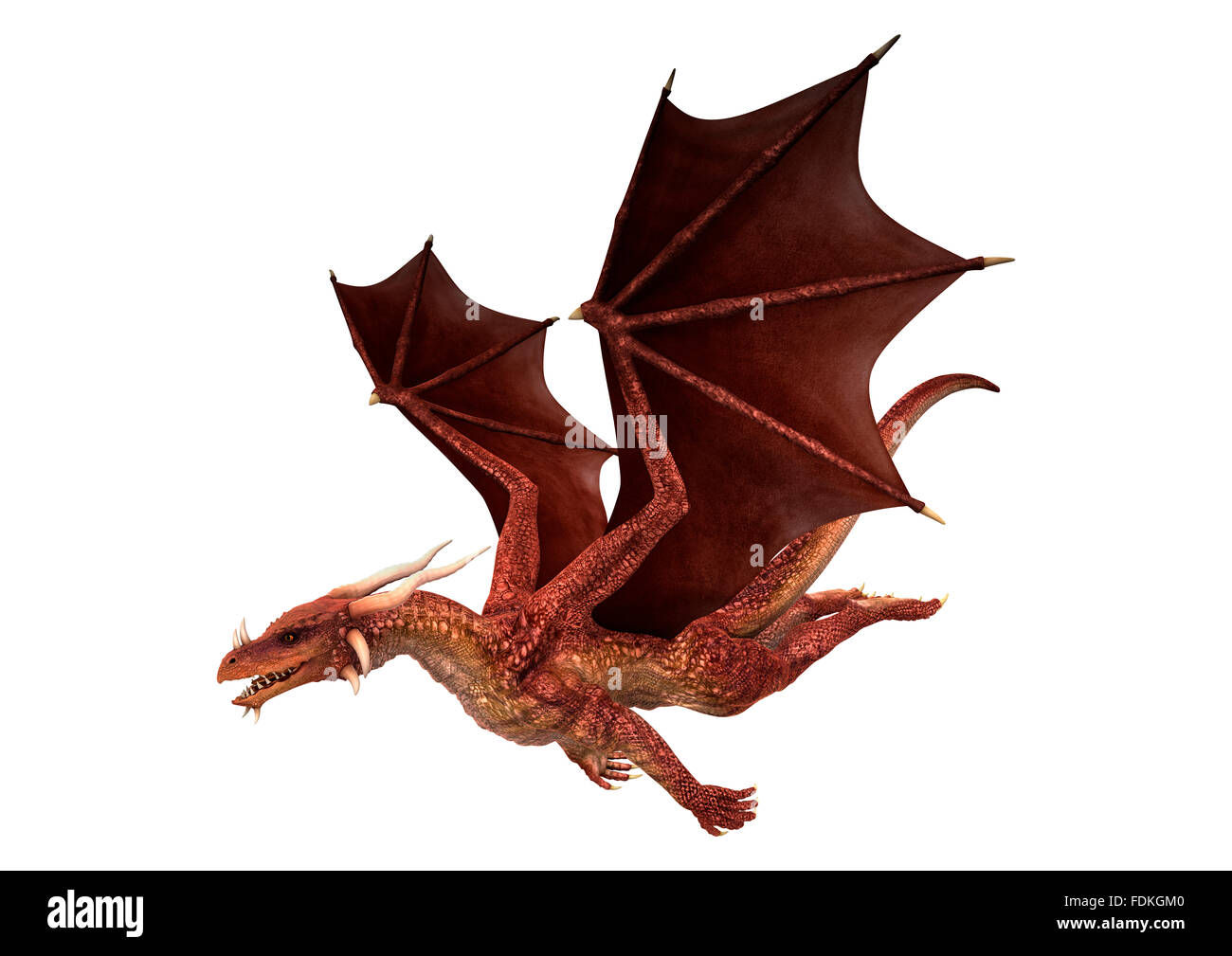 Wallpaper #nSyYSZMB0E1QgA7wi_Pe196 3D Digital Render of a Red Fantasy Dragon Flying Isolated on White