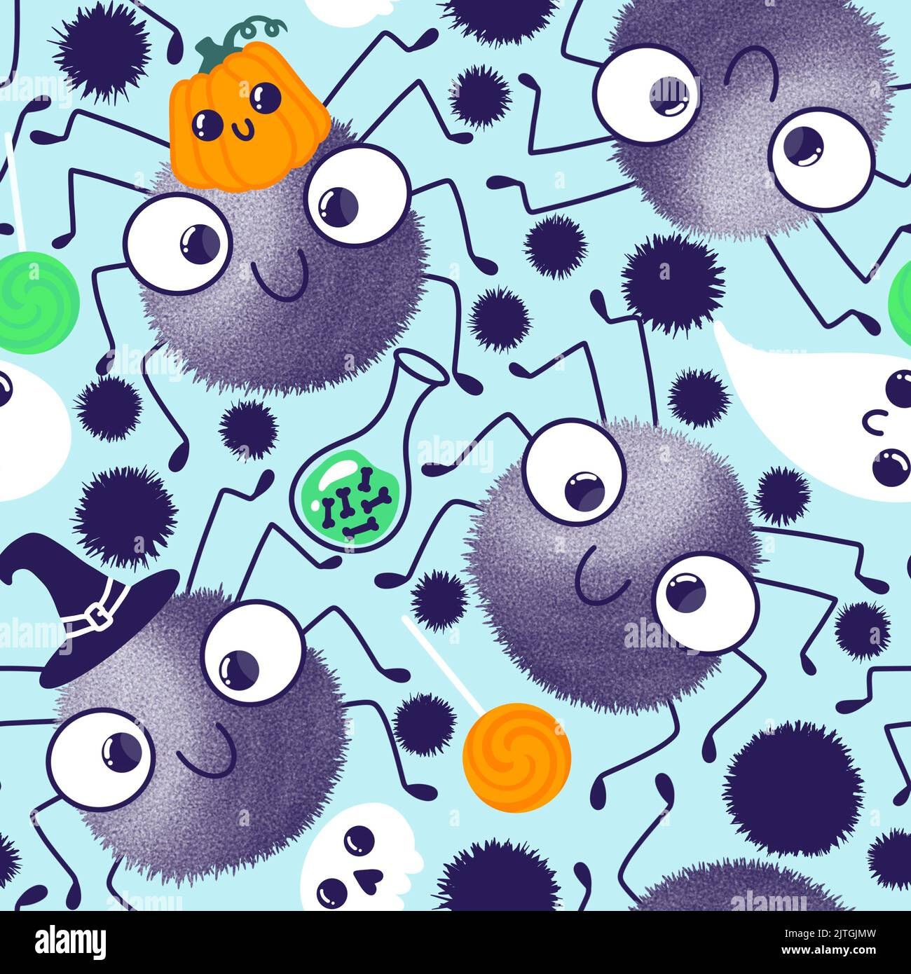 Wallpaper #SfS5OZMBKFX8bn3rL3dx209 Halloween Cartoon Seamless Spider and Ghost Pattern for Wrapping Paper