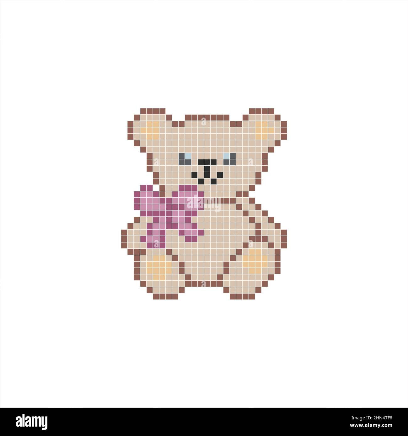 Wallpaper #GGdiDpMBSpphPi3-zOrW26 Teddy Bear with Bow Pixel Bear Vector Illustration Isolated on White