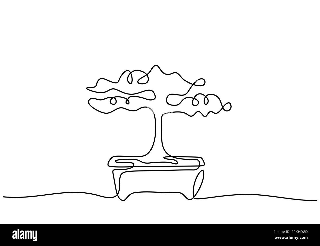 Wallpaper #jWdLE5MBSpphPi3-Rv-o398 Decorative Bonsai Tree in Pots Continuous One Line Drawing Old Beauty