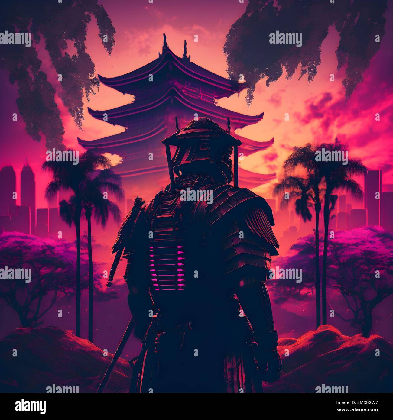 Wallpaper #B7i02pIBJvJKYCmE3fO_315 An AI Generated Illustration of Samurai in the Background of the City