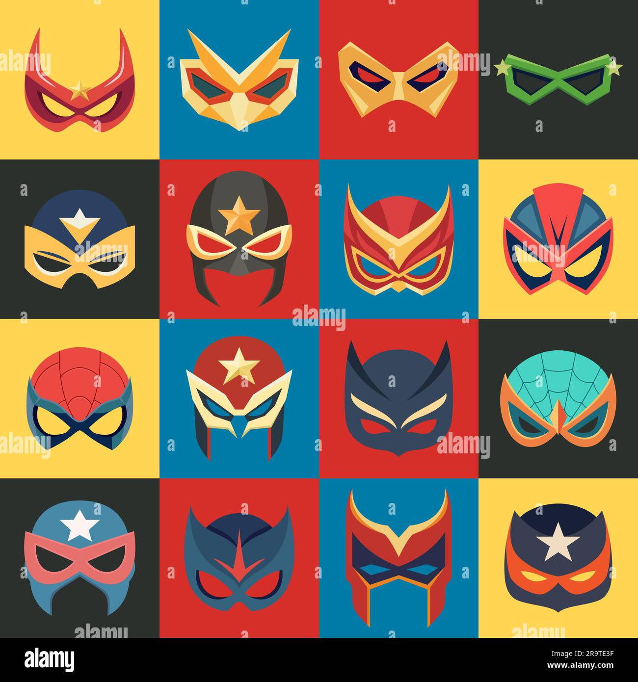 Wallpaper #m2fSBJMBSpphPi3-n7nR66 Vector Super Hero Masks Set in Flat Style Face Character Superhero