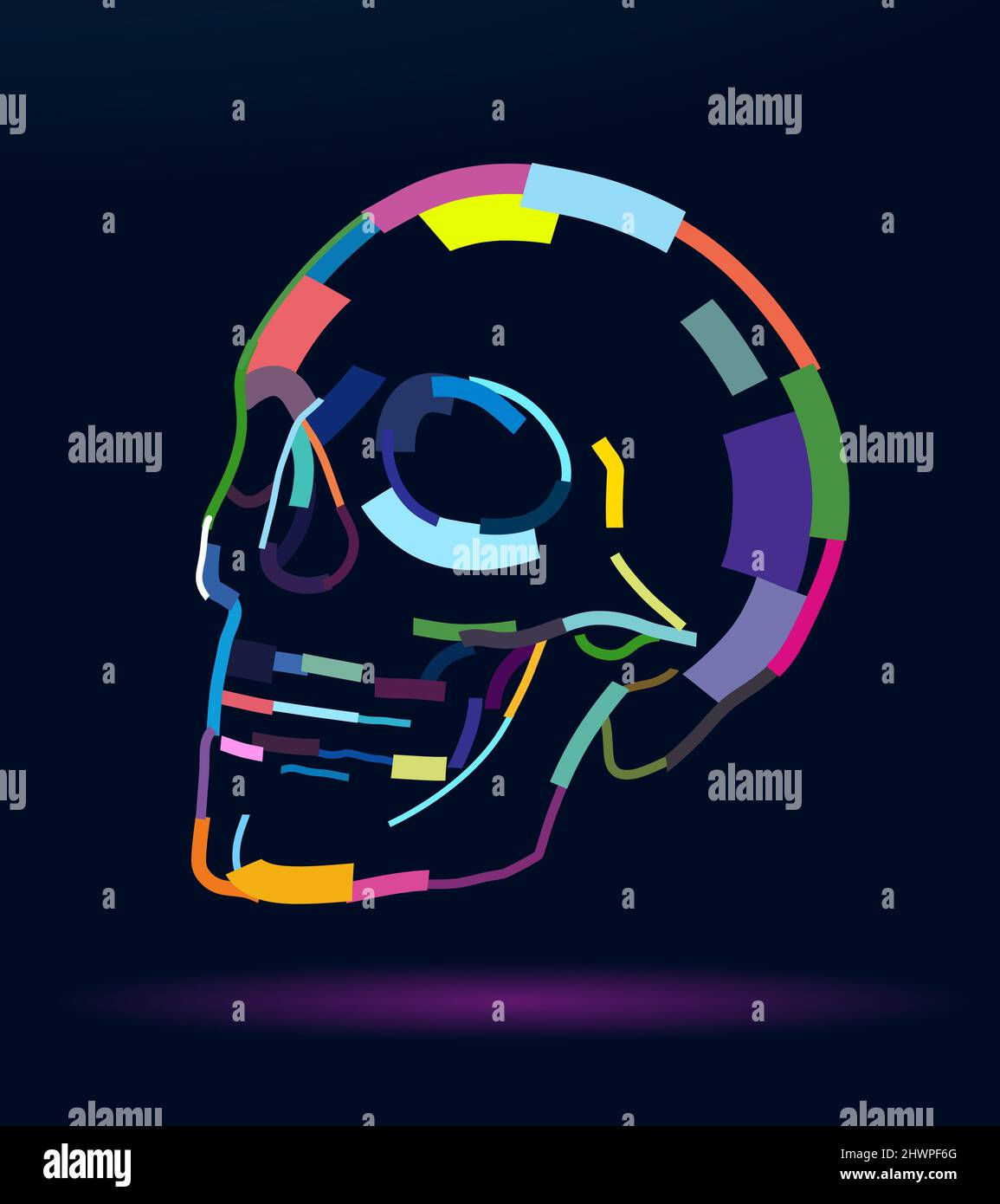 Wallpaper #WWdkEpMBSpphPi3-tvsO201 Abstract Human Skull from Multicolored Paints Colored Drawing Vector